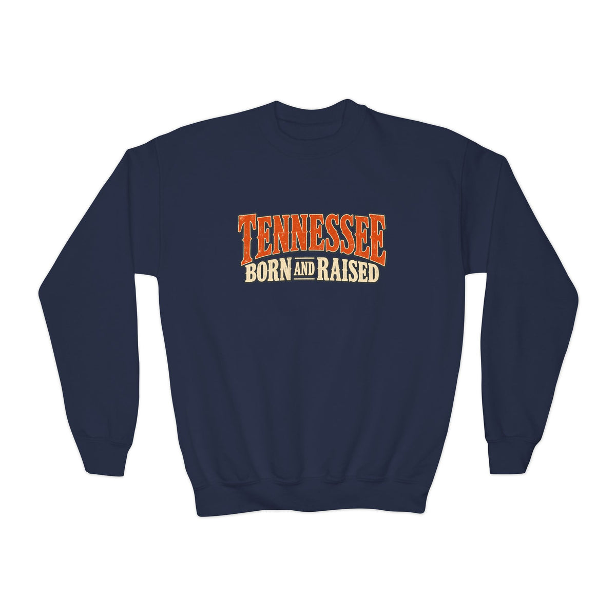 Tennessee Born and Raised Old-School Souvenir Unisex Youth Crewneck Sweatshirt Graphic