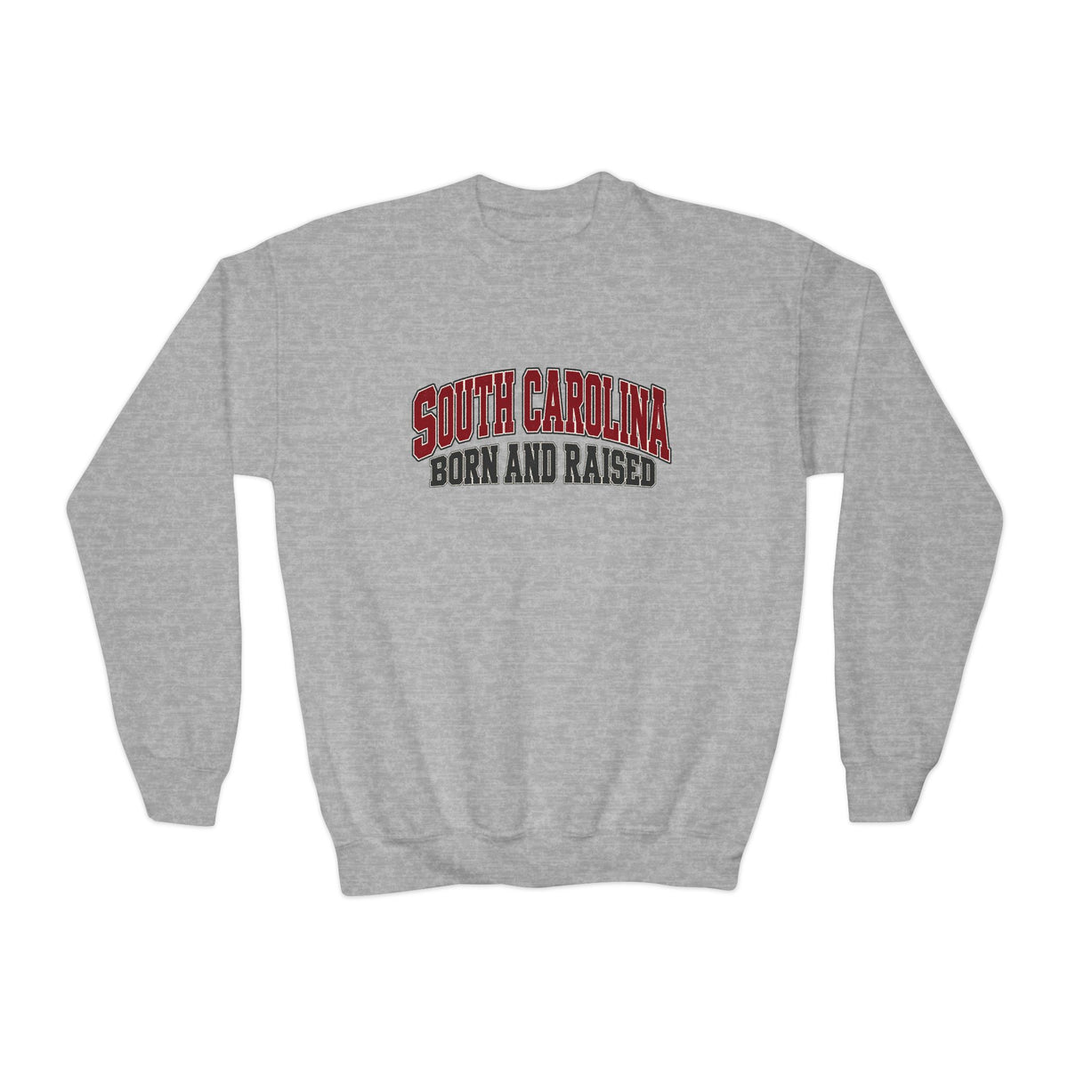 South Carolina Born and Raised Old-School Athletic Unisex Youth Crewneck Sweatshirt Graphic