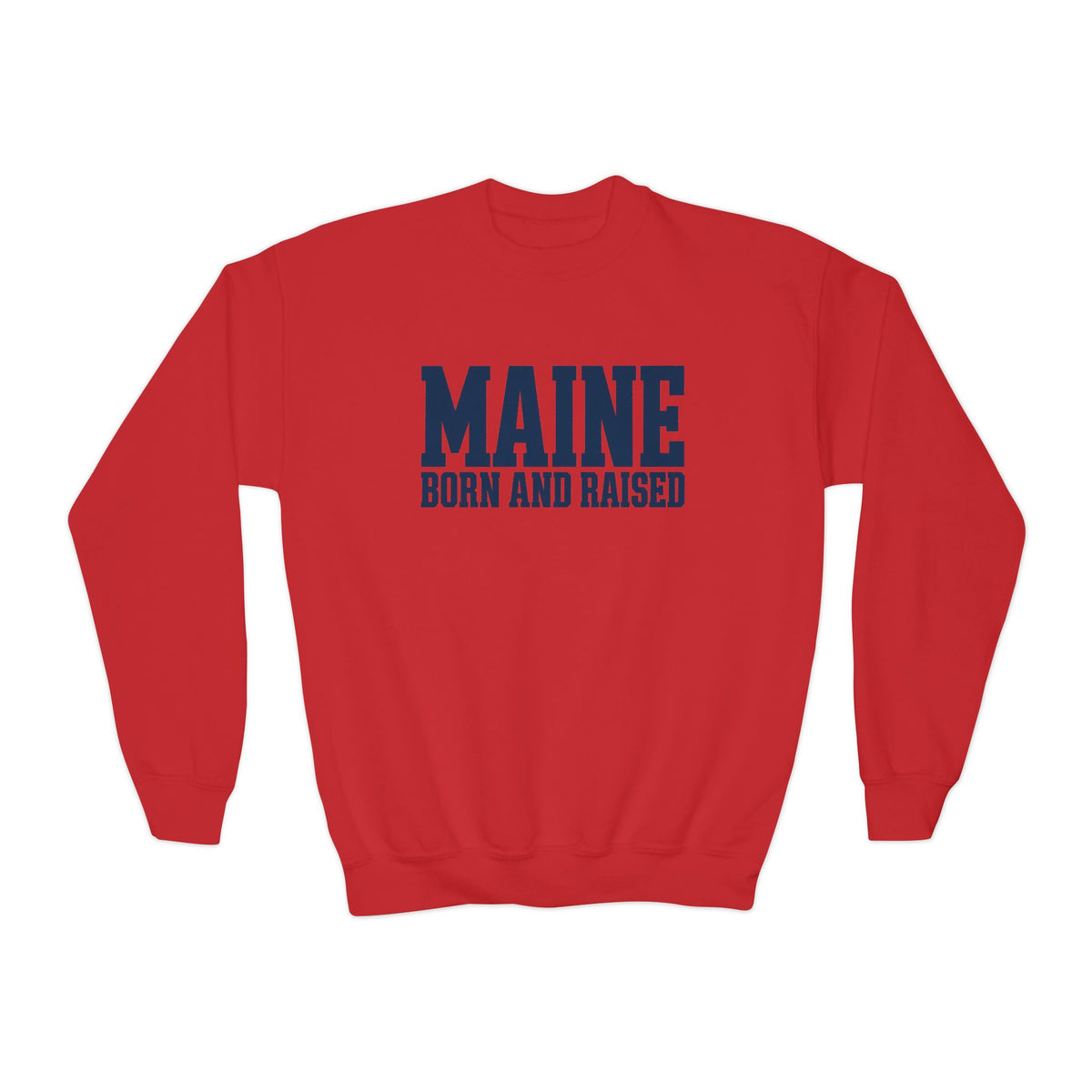 Maine Born and Raised Premium Heritage Streetwear Unisex Youth Crewneck Sweatshirt