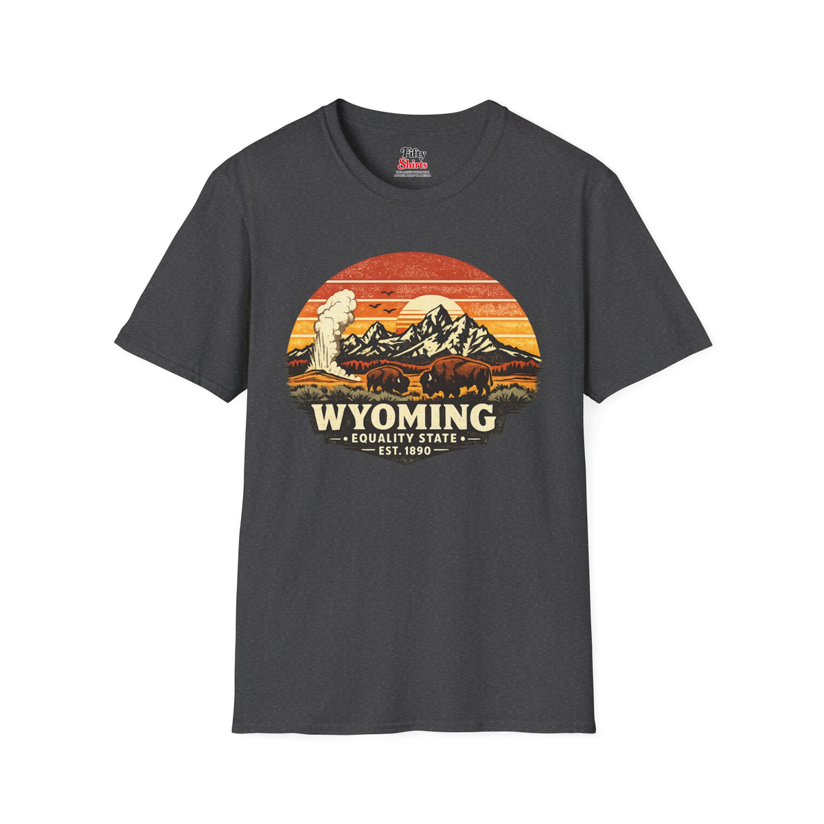Wyoming Mountain Sunset Unisex Softstyle T Shirt State Pride Graphic Tee Collections FS03