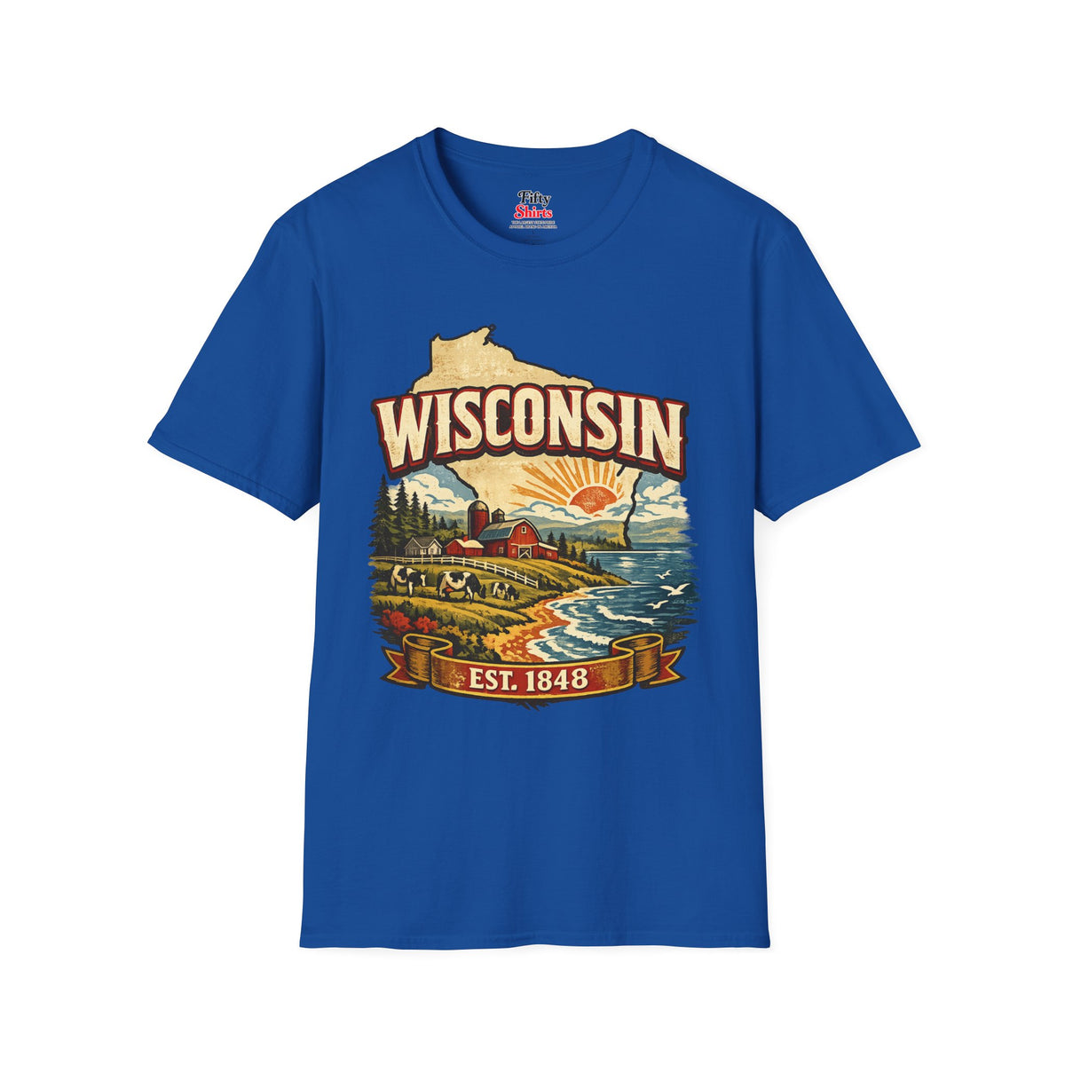 Vintage Wisconsin Heritage Unisex Softstyle T Shirt State Pride Graphic Tee Collections FS03