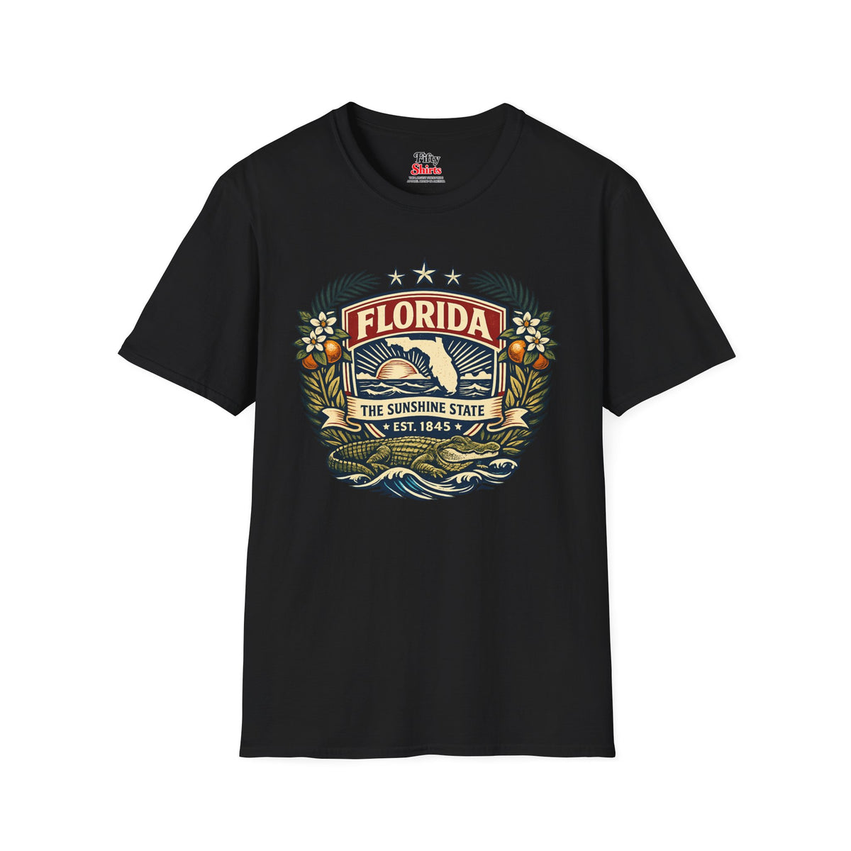 Florida Heritage Badge Unisex Softstyle T Shirt State Pride Graphic Tee Collections FS03