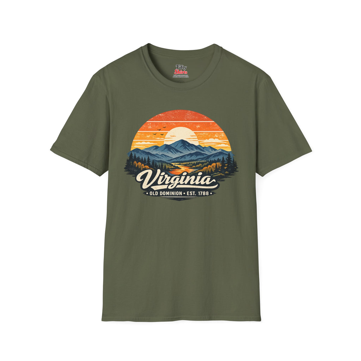 Virginia Mountain Sunset Unisex Softstyle T Shirt State Pride Graphic Tee Collections FS03