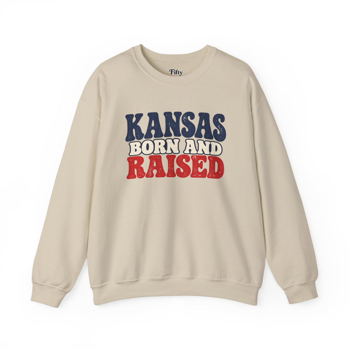 Kansas Born and Raised Retro 1970s Unisex Sweatshirt Graphic