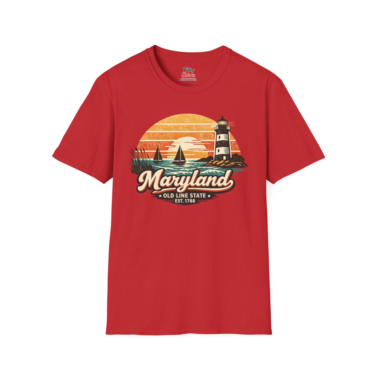 Maryland Coastal Sunset Unisex Softstyle T Shirt State Pride Graphic Tee Collections FS03