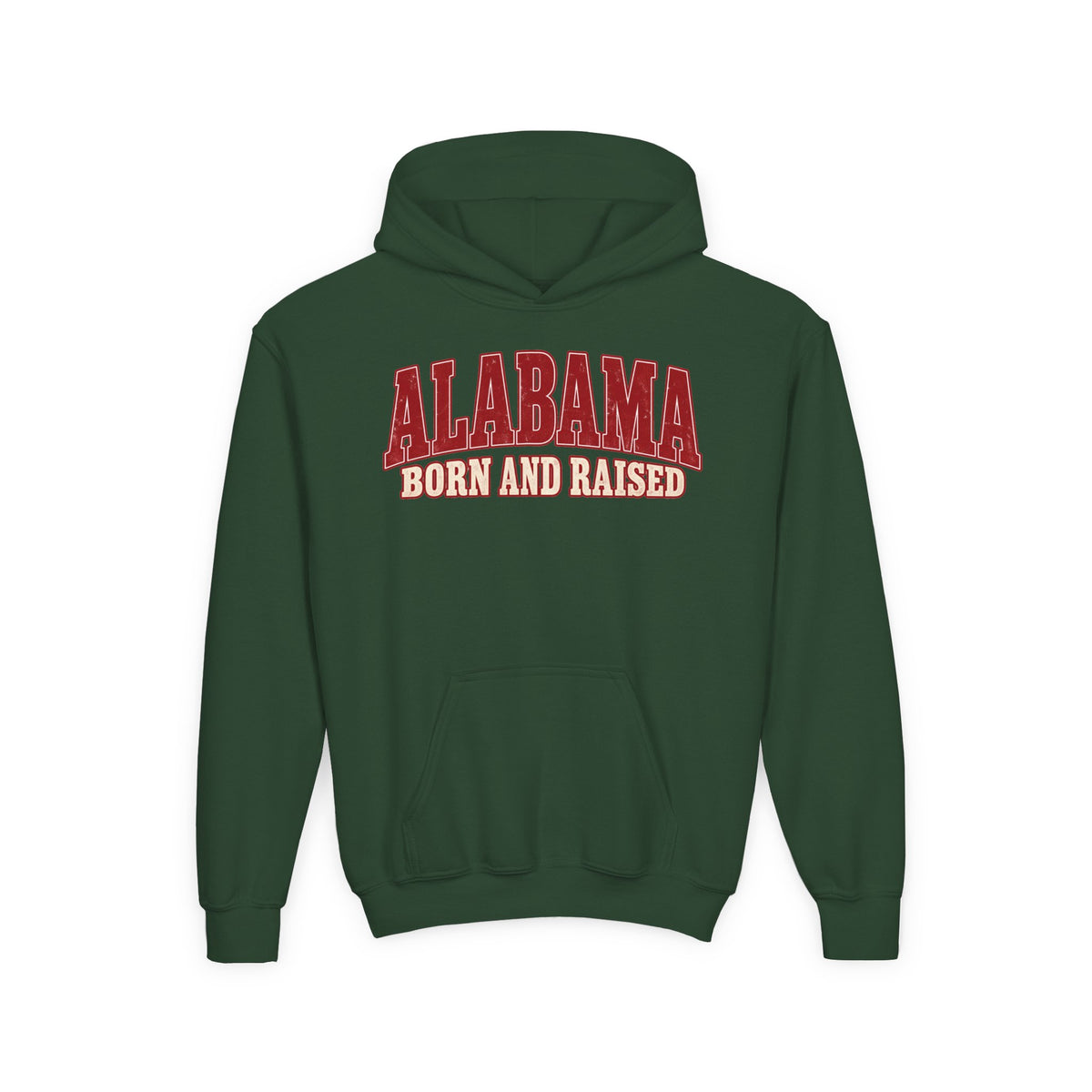 Alabama Born and Raised Classic Southern Heritage Unisex Youth Heavy Blend Hooded Sweatshirt Graphic