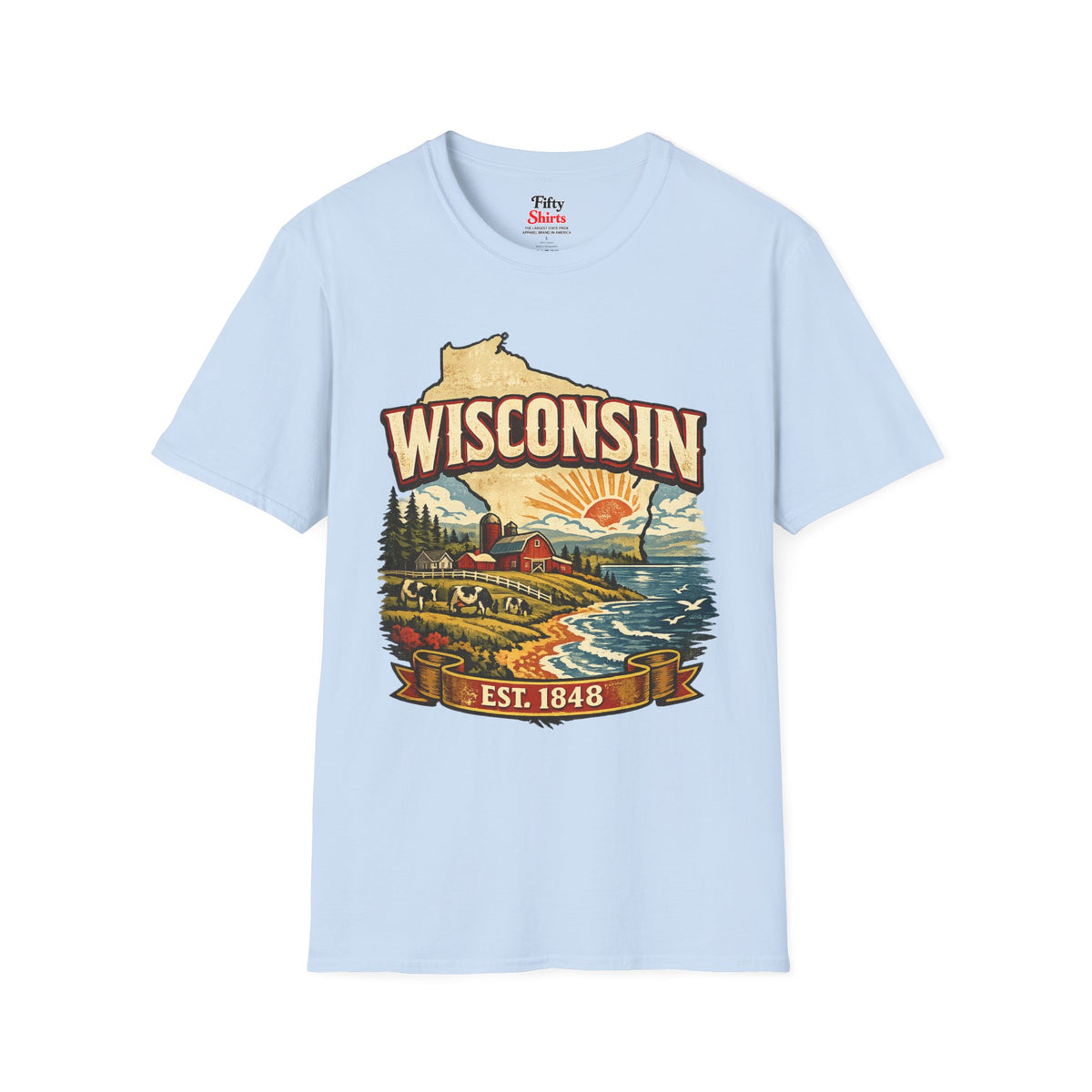 Vintage Wisconsin Heritage Unisex Softstyle T Shirt State Pride Graphic Tee Collections FS03