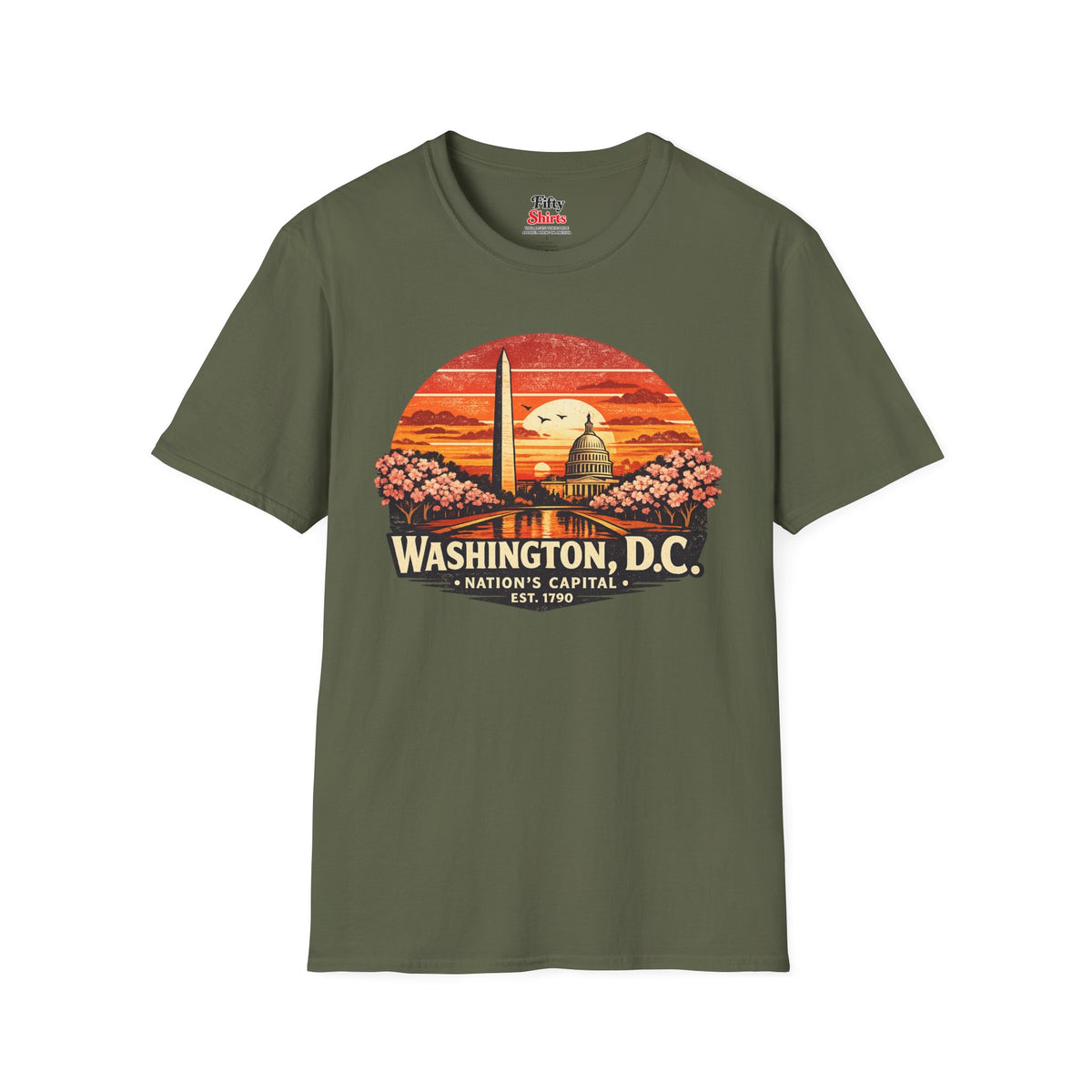 Washington D.C. Monument Sunset Unisex Softstyle T Shirt State Pride Graphic Tee Collections FS03