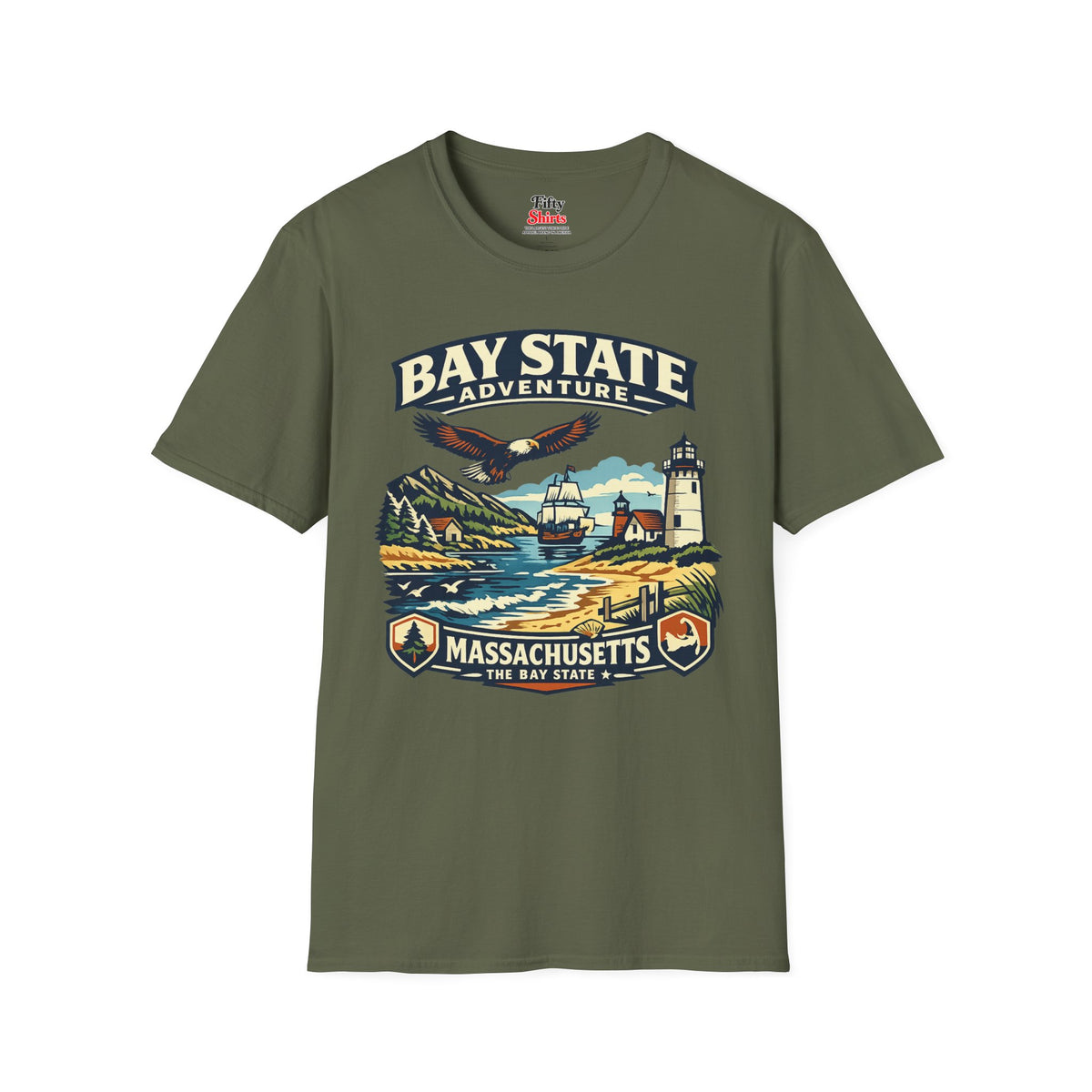 Massachusetts Bay State Adventure Unisex Softstyle T Shirt State Pride Graphic Tee Collections FS03