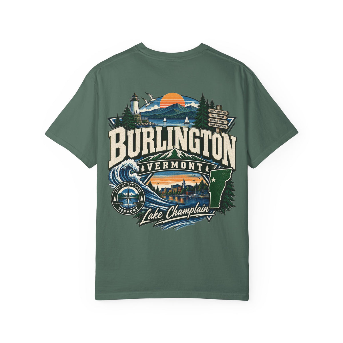 Burlington Vermont Unisex Comfort Color 1717 Streetwear Graphic Tee