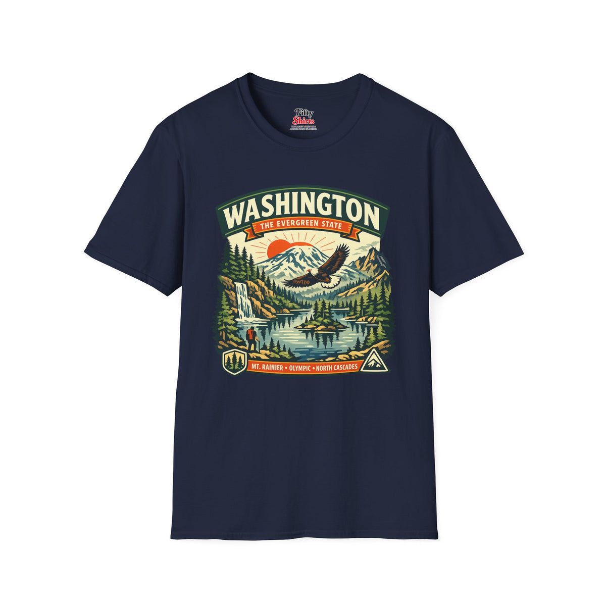 Washington Evergreen State Adventure Unisex Softstyle T Shirt State Pride Graphic Tee Collections FS03