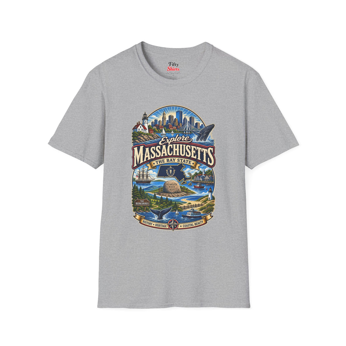 Explore Massachusetts Unisex Softstyle T Shirt State Pride Graphic Tee Collections FS03