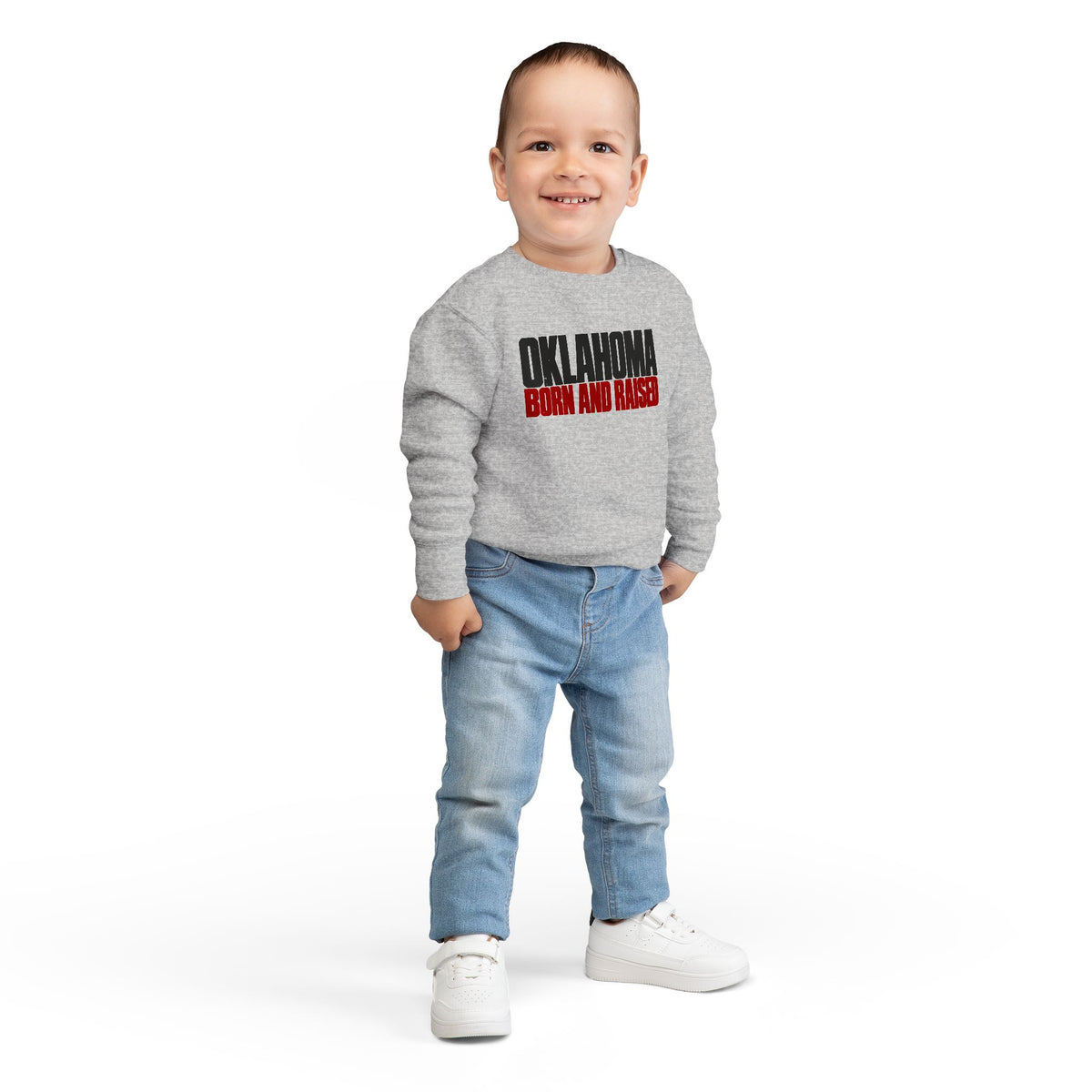 Oklahoma Born and Raised Oklahoma Streetwear Unisex Toddler Sweatshirt