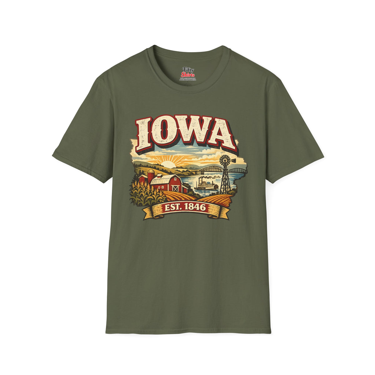 Vintage Iowa Heritage Unisex Softstyle T Shirt State Pride Graphic Tee Collections FS03