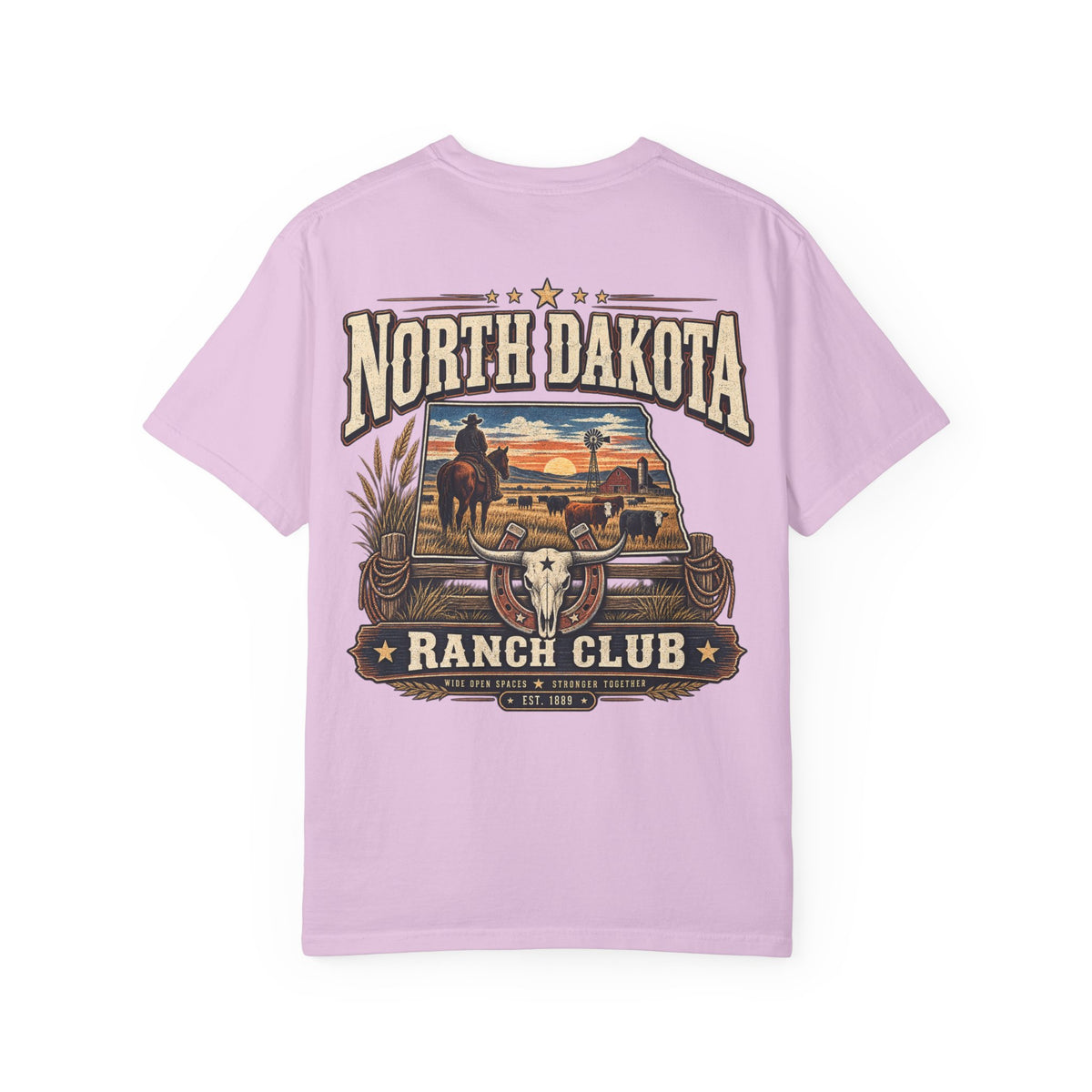 North Dakota Ranch Club Unisex Comfort Color 1717 Streetwear Graphic Tee
