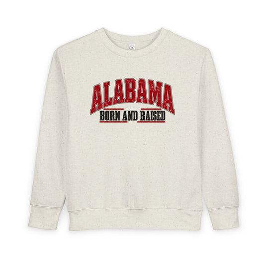 Alabama Born and Raised Bold Southern Americana Unisex Toddler Sweatshirt