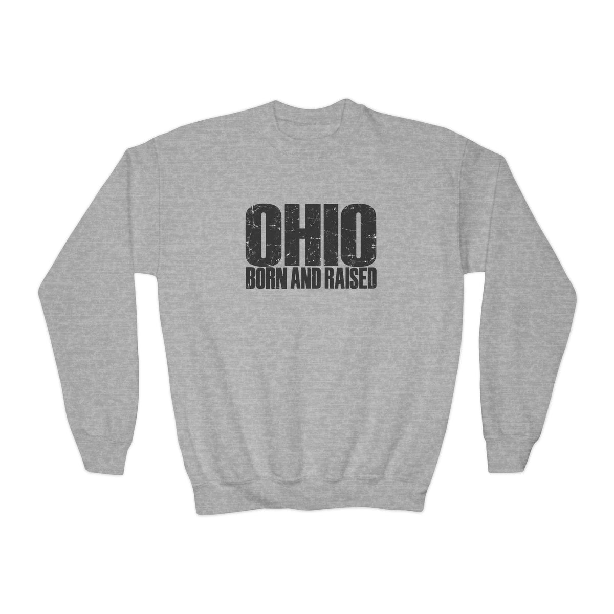 Ohio Born and Raised Modern Midwest Streetwear Unisex Youth Crewneck Sweatshirt Graphic