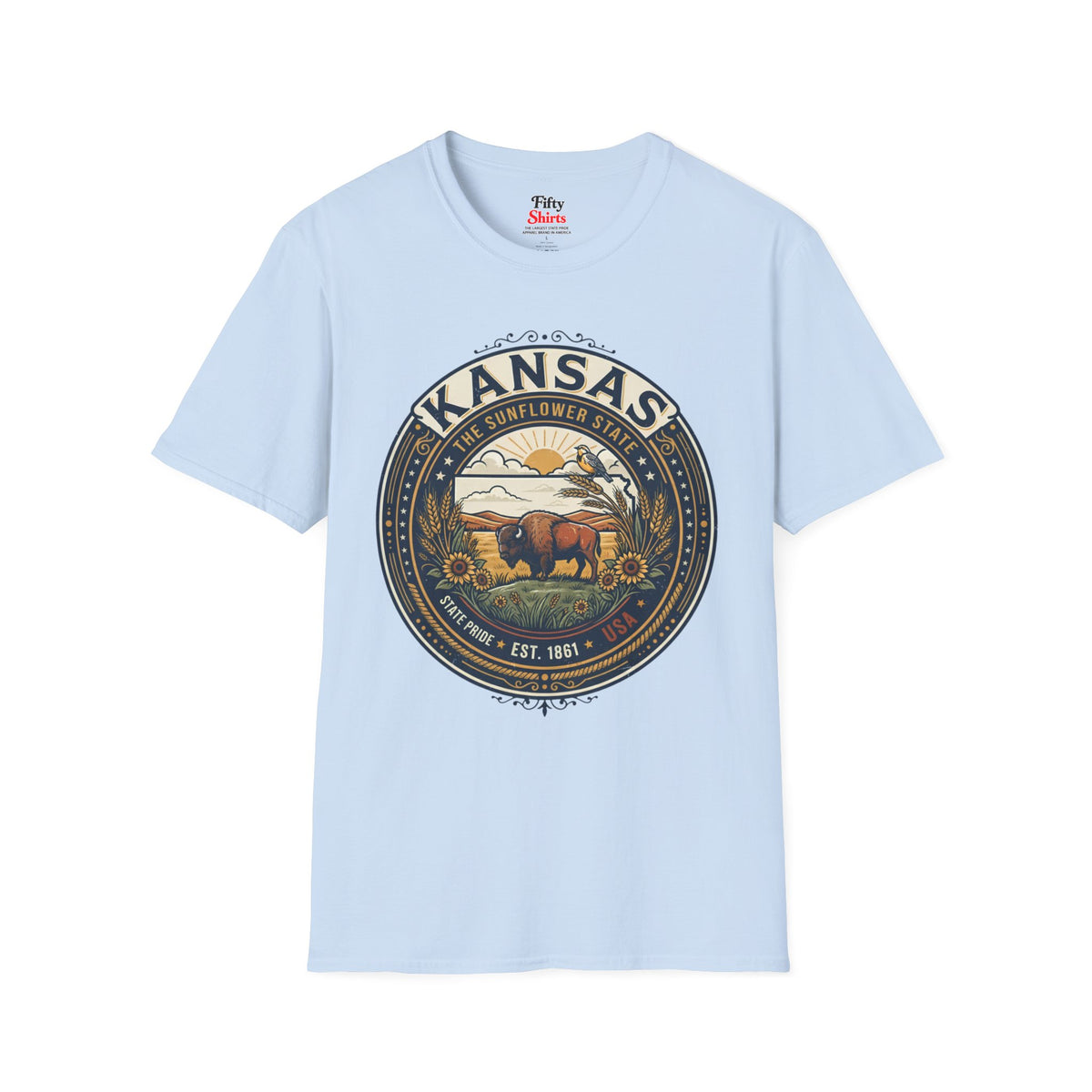 Kansas State Pride Emblem Unisex Softstyle T Shirt State Pride Graphic Tee Collections FS03