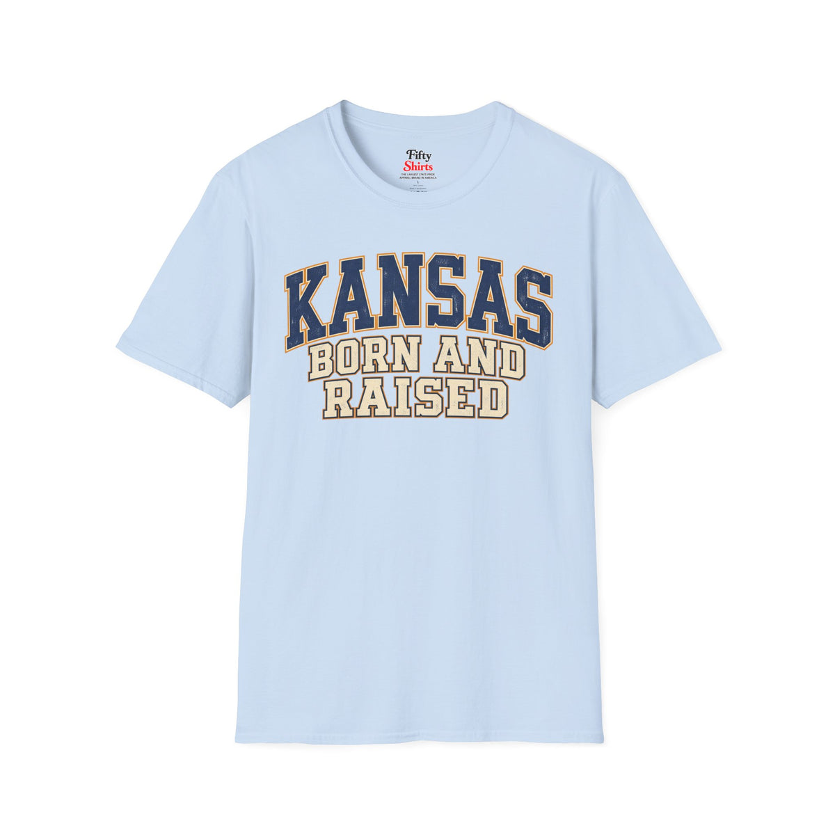 Kansas Born and Raised Unisex Softstyle T Shirt State Name Graphic Tee