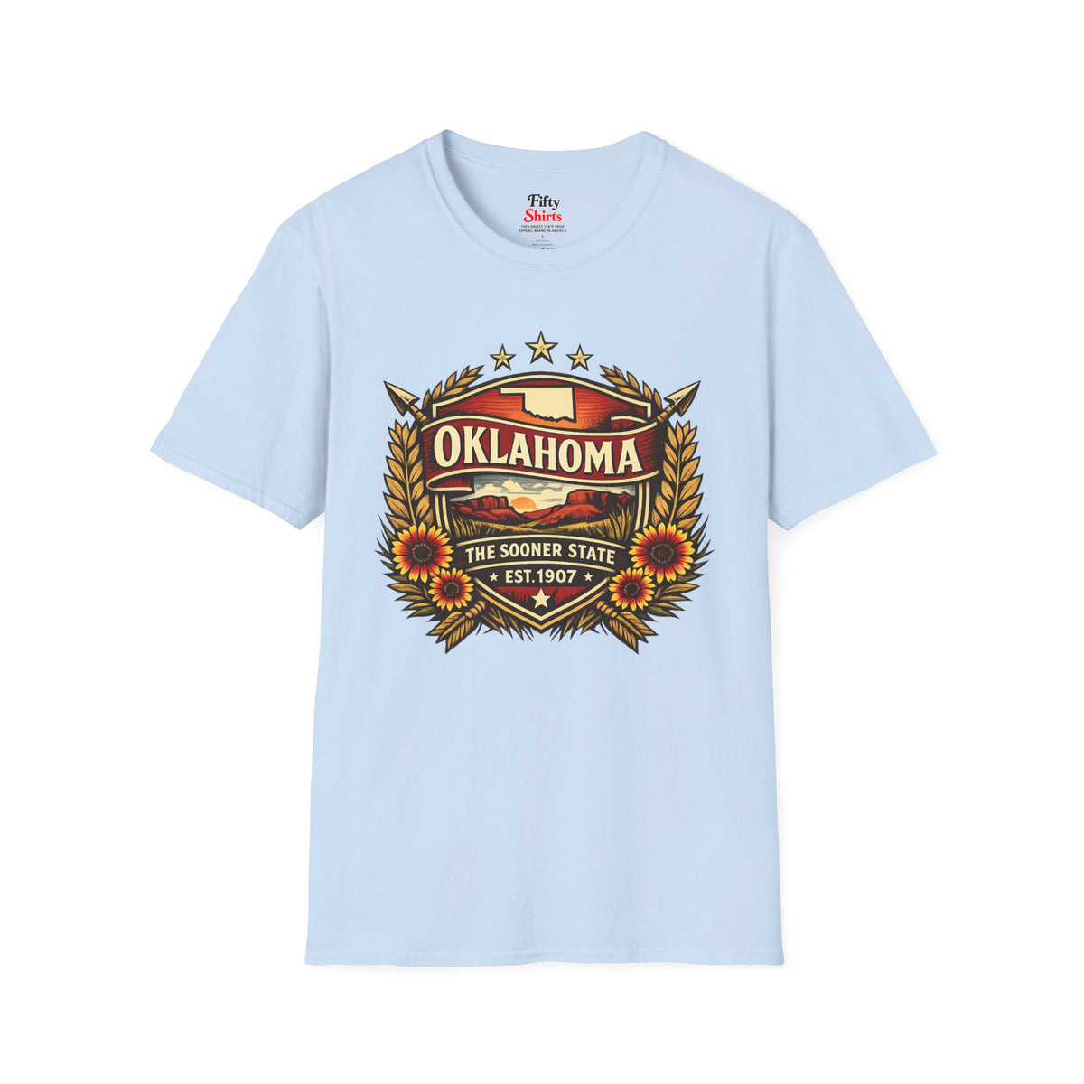 Oklahoma Heritage Badge Unisex Softstyle T Shirt State Pride Graphic Tee Collections FS03
