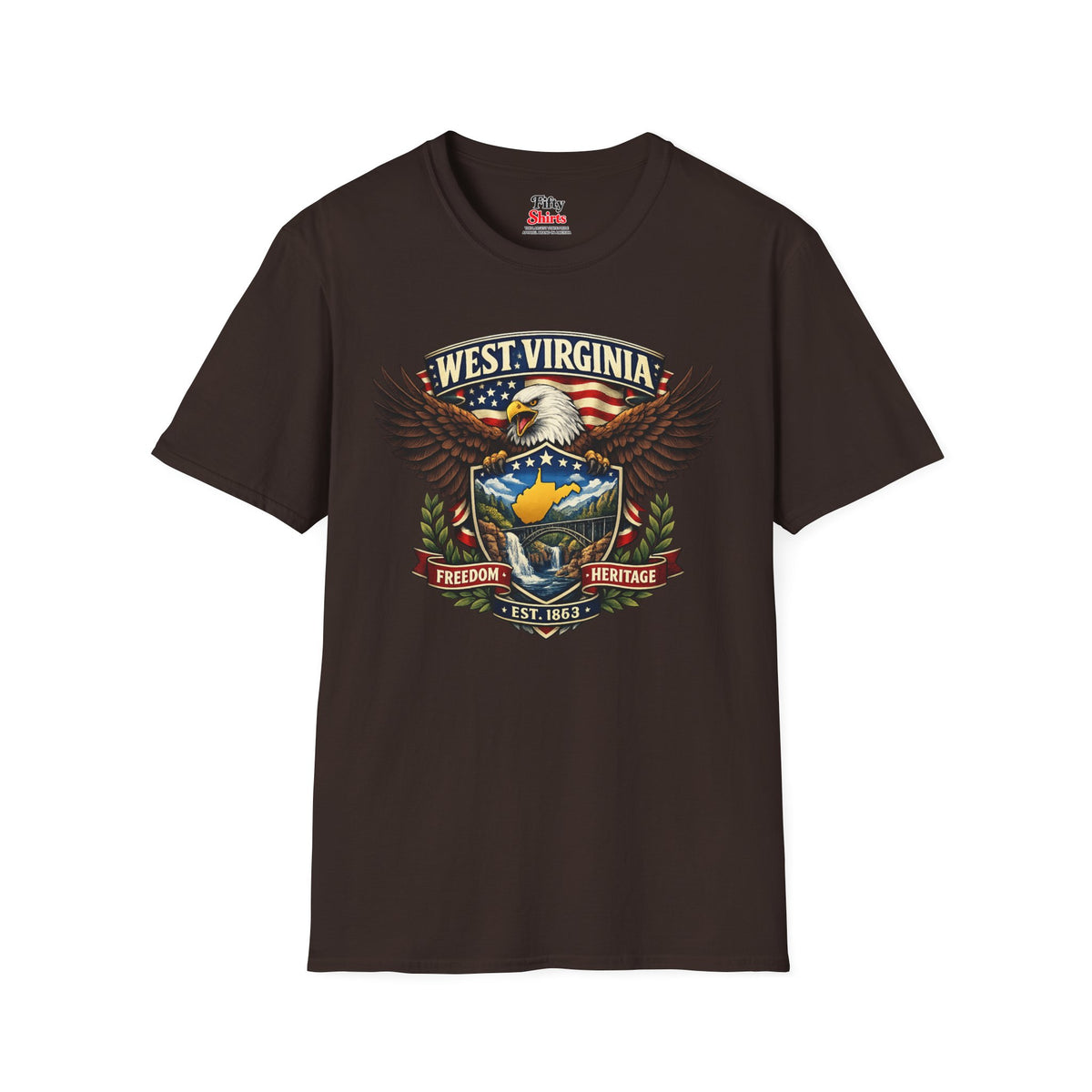 West Virginia Americana Eagle Unisex Softstyle T Shirt State Pride Graphic Tee Collections FS03