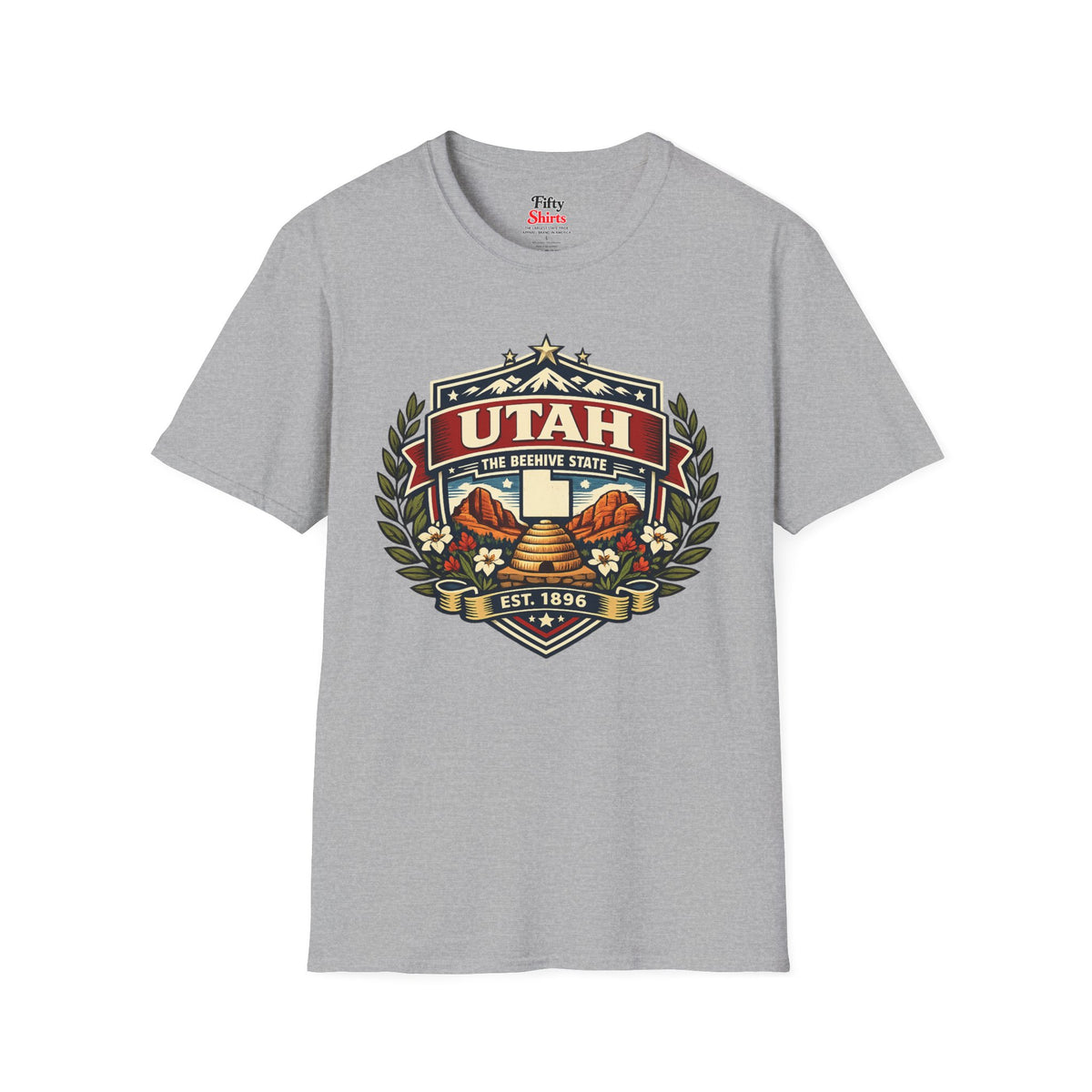 Utah Heritage Badge Unisex Softstyle T Shirt State Pride Graphic Tee Collections FS03