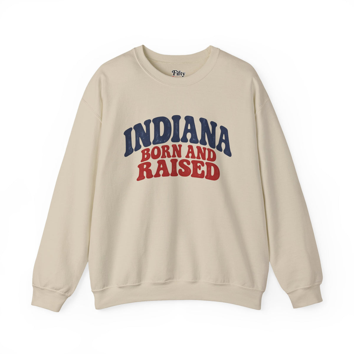 Indiana Born and Raised Retro 1970s Unisex Sweatshirt Graphic