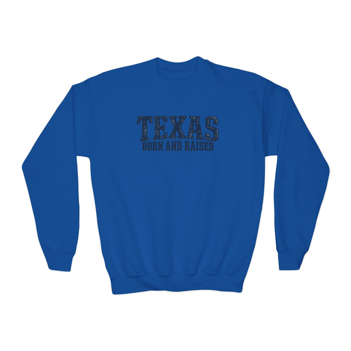 Texas Born and Raised Premium Streetwear Unisex Youth Crewneck Sweatshirt Graphic