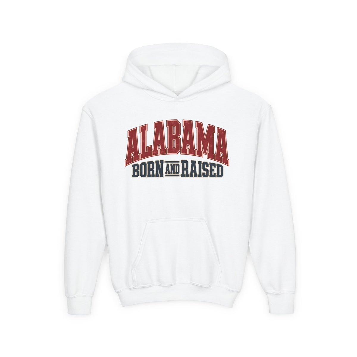 Alabama Born and Raised Vintage Athletic Heritage Unisex Youth Heavy Blend Hooded Sweatshirt Graphic