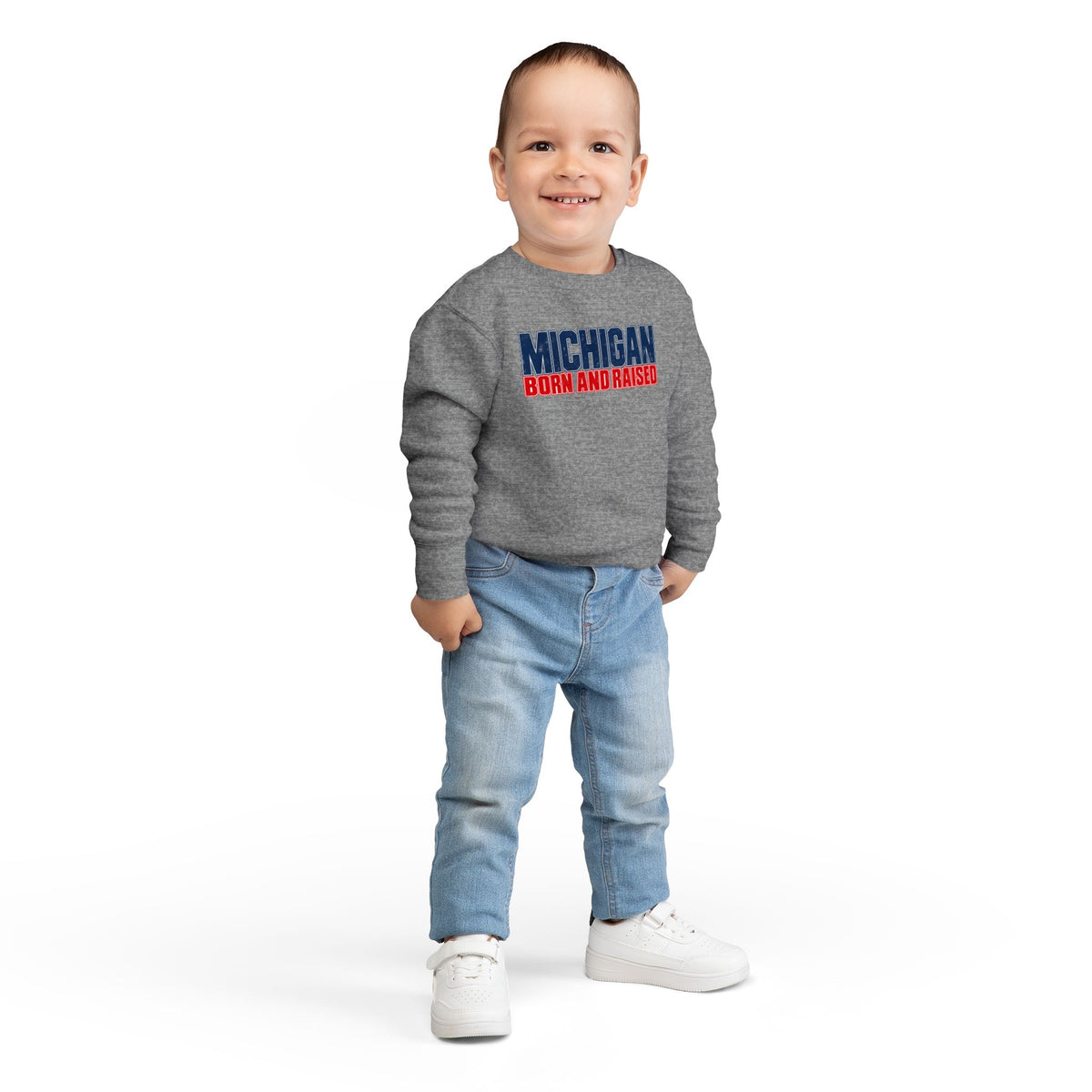 Michigan Born and Raised Modern Streetwear Unisex Toddler Sweatshirt