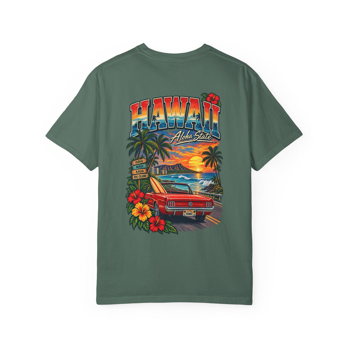 Hawaii Sunset Drive Unisex Comfort Color 1717 Streetwear Graphic Tee