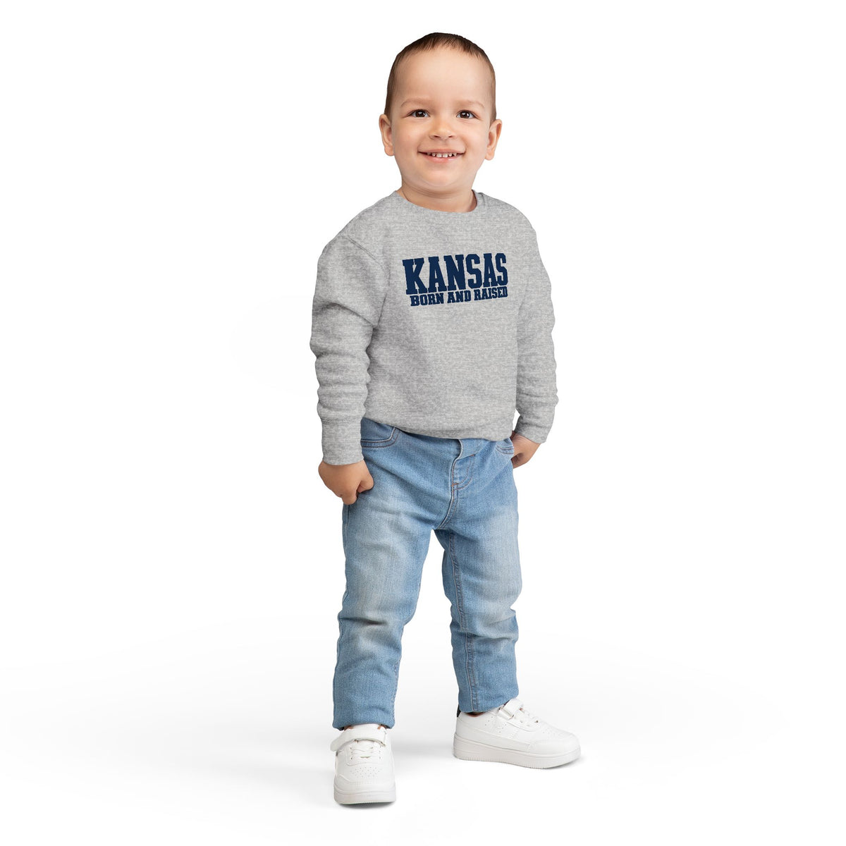 Kansas Born and Raised Premium Streetwear Unisex Toddler Sweatshirt