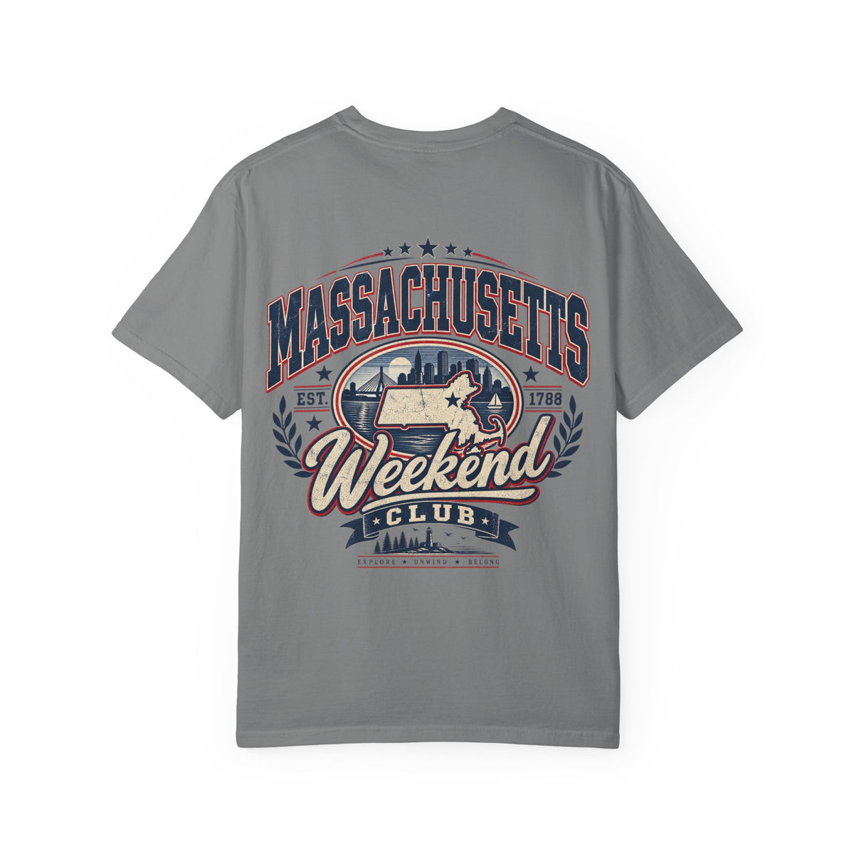 Massachusetts Weekend Club Unisex Comfort Color 1717 Streetwear Graphic Tee