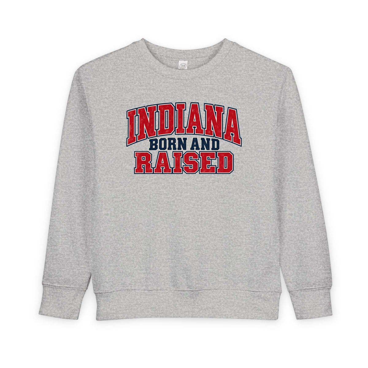 Indiana Born and Raised Vintage Collegiate Unisex Toddler Sweatshirt