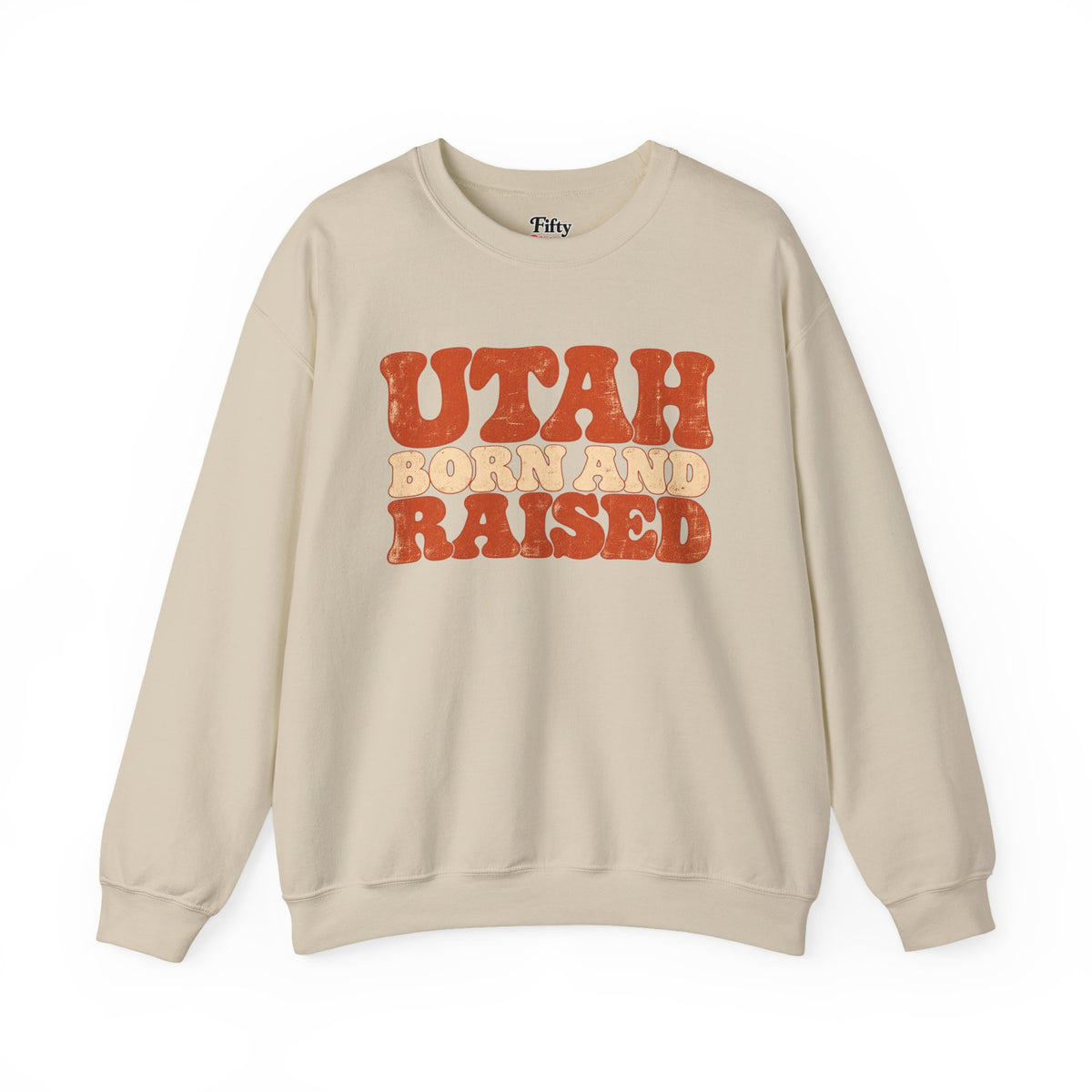 Utah Born and Raised Retro 1970s Unisex Sweatshirt Graphic