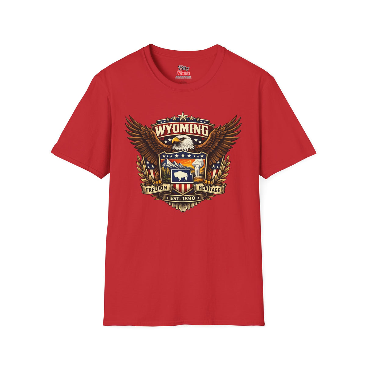 Wyoming Americana Eagle Unisex Softstyle T Shirt State Pride Graphic Tee Collections FS03