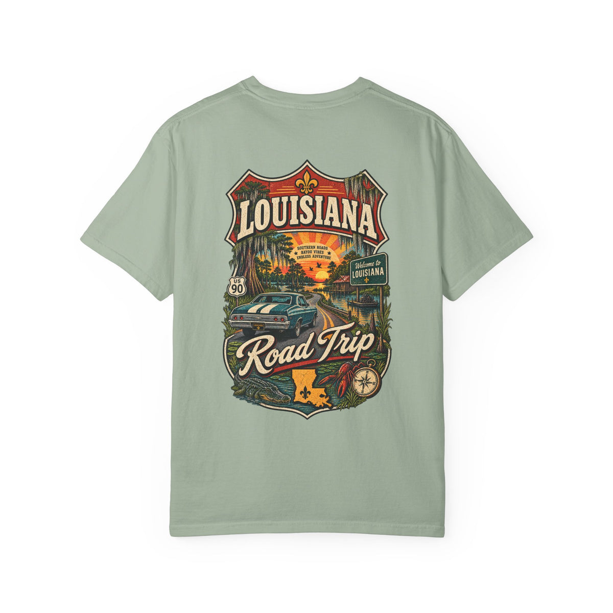 Louisiana Road Trip Unisex Comfort Color 1717 Streetwear Graphic Tee
