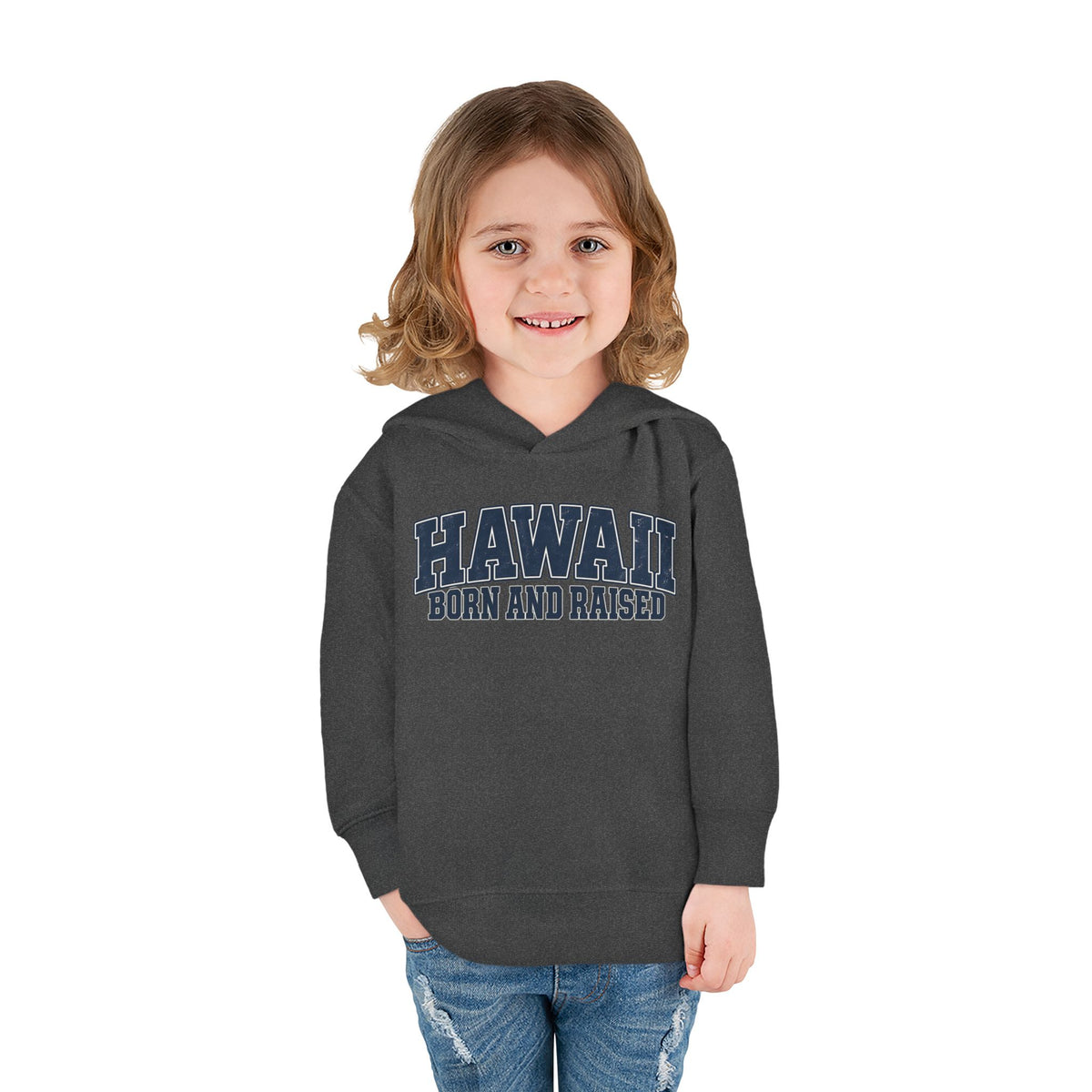 Hawaii Born and Raised Vintage Athletic Unisex Toddler Pullover Fleece Hoodie