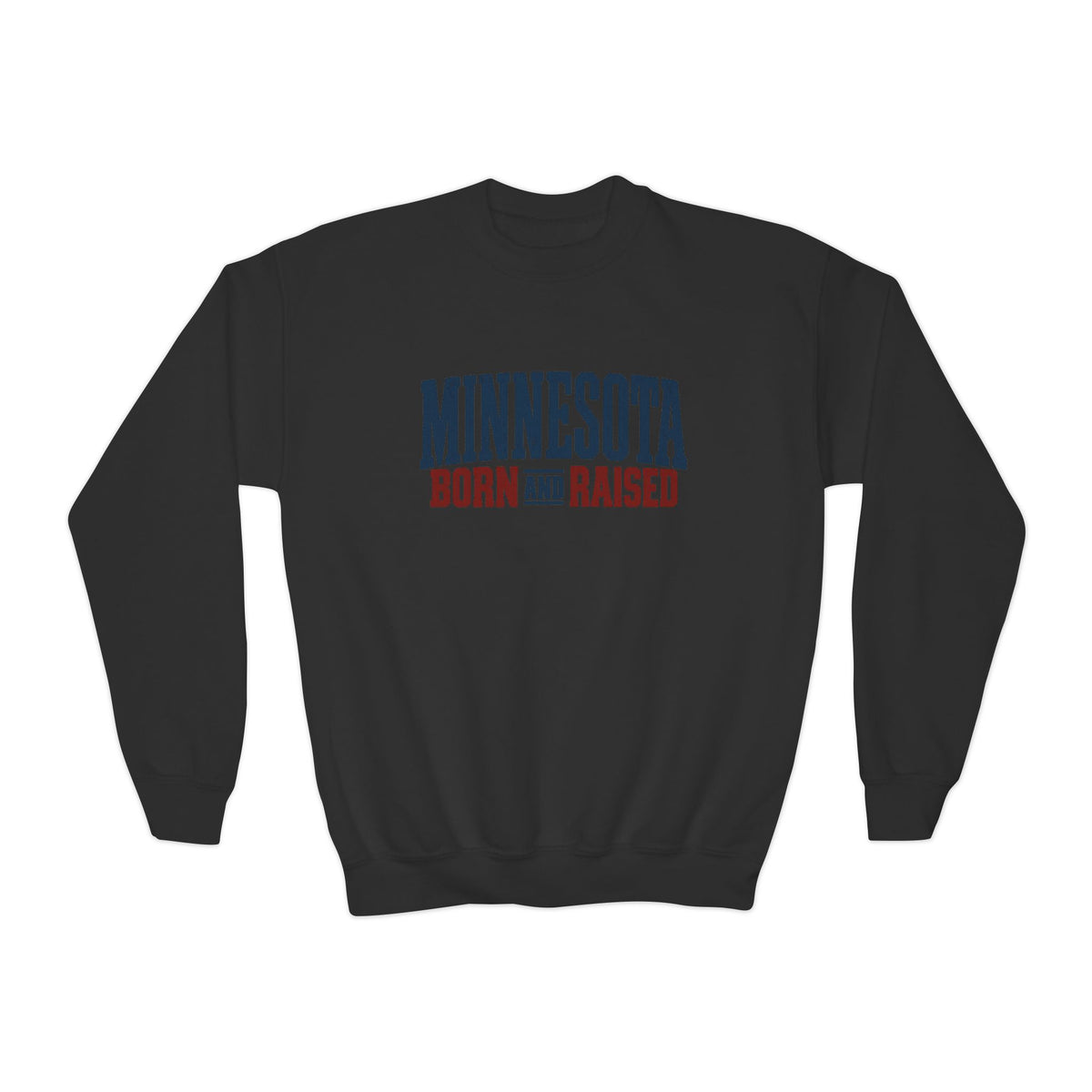 Minnesota Born and Raised Rustic Americana Unisex Youth Crewneck Sweatshirt Graphic