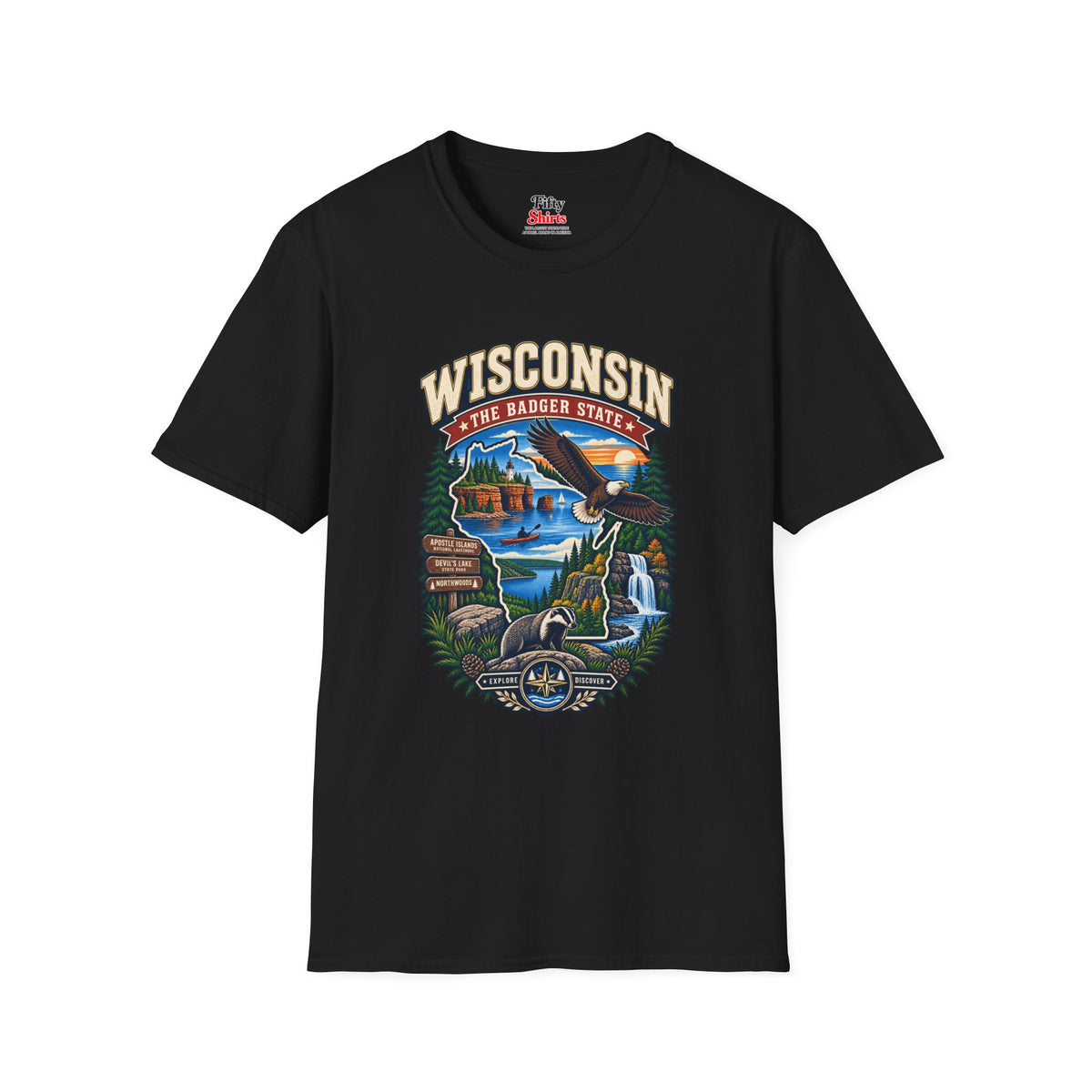 Wisconsin Badger State Adventure Unisex Softstyle T Shirt State Pride Graphic Tee Collections FS03