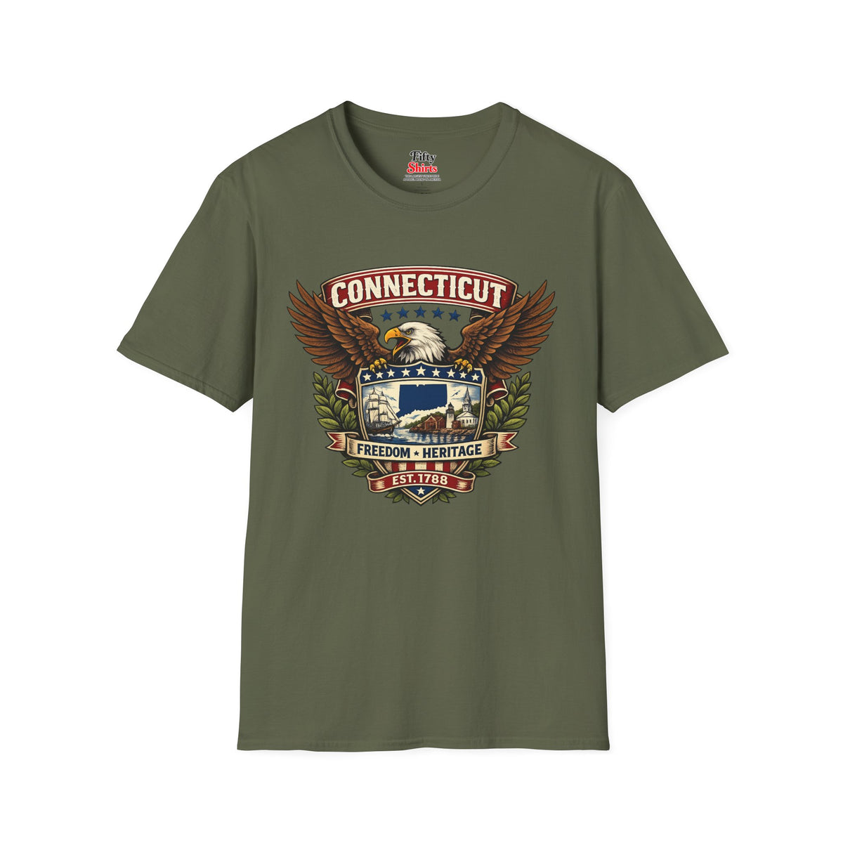 Connecticut American Eagle Unisex Softstyle T Shirt State Pride Graphic Tee Collections FS03