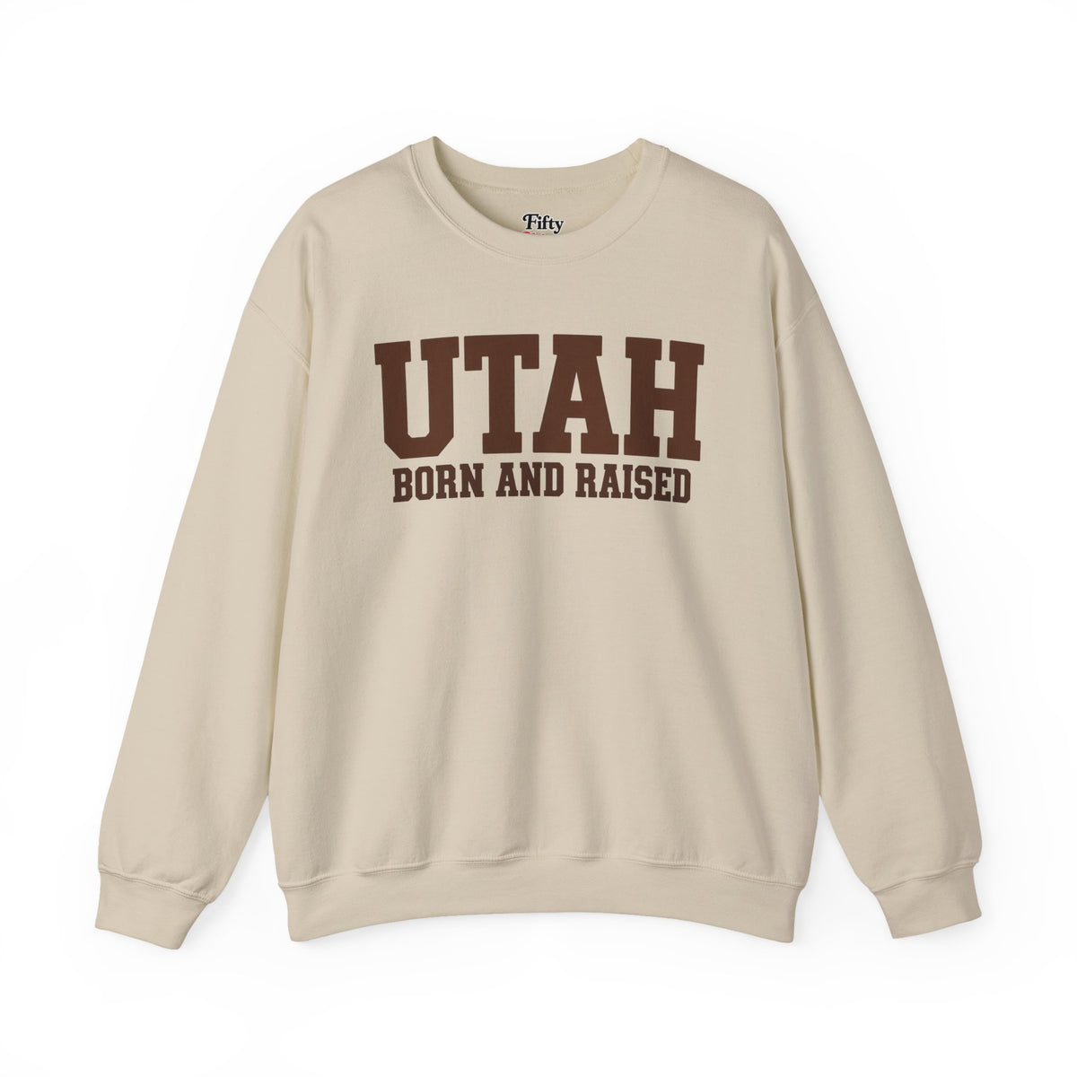 Utah Born and Raised Unisex Crewneck Sweatshirt State Name Graphic