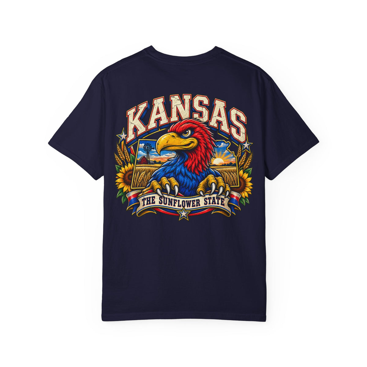 Kansas Jayhawk Emblem Unisex Comfort Color 1717 Streetwear Graphic Tee