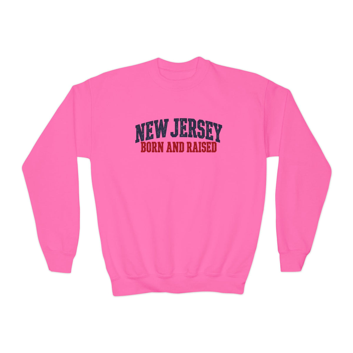 New Jersey Born and Raised Classic Northeast Unisex Youth Crewneck Sweatshirt Graphic