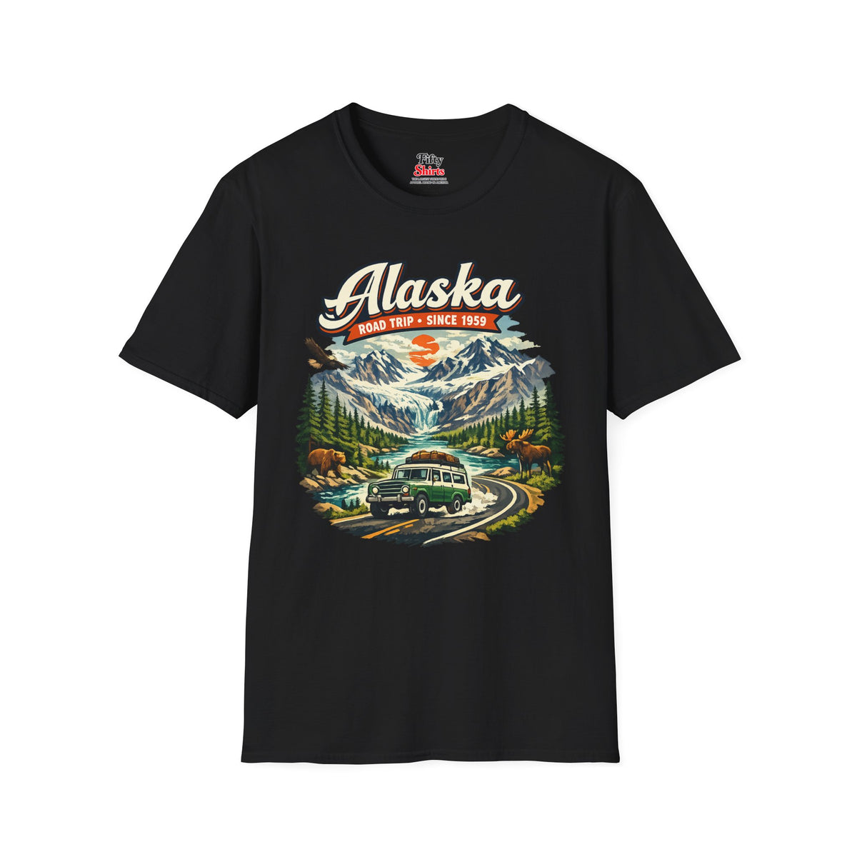 Alaska Wilderness Road Trip Unisex Softstyle T Shirt State Pride Graphic Tee Collections FS03