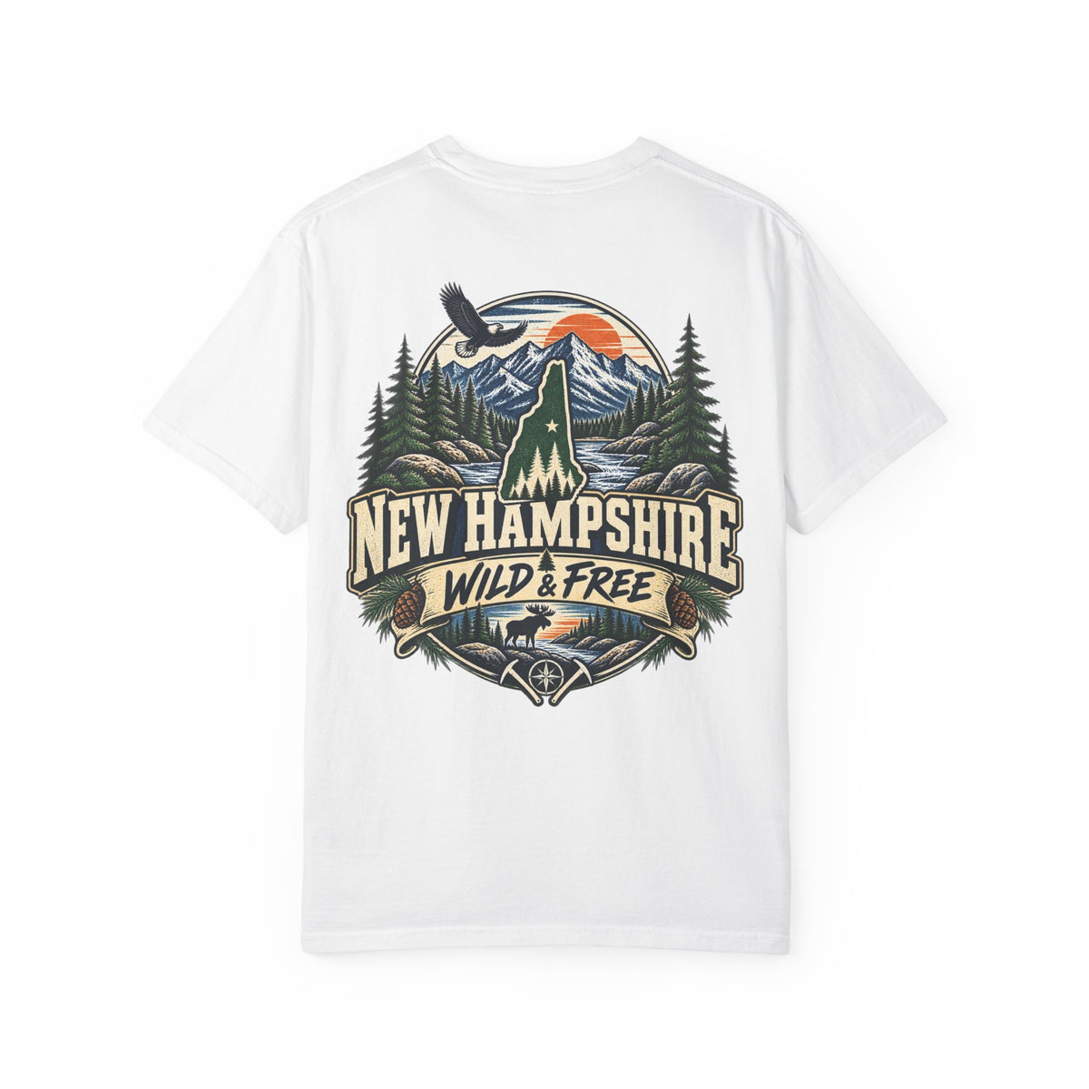 New Hampshire Wild & Free Unisex Comfort Color 1717 Streetwear Graphic Tee