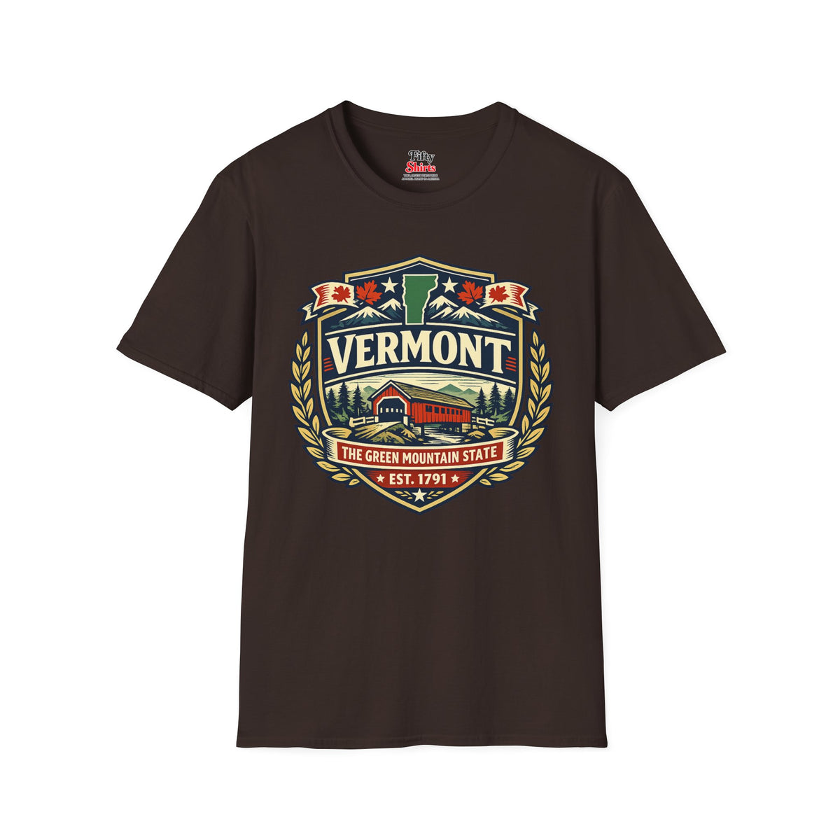 Vermont Heritage Badge Unisex Softstyle T Shirt State Pride Graphic Tee Collections FS03