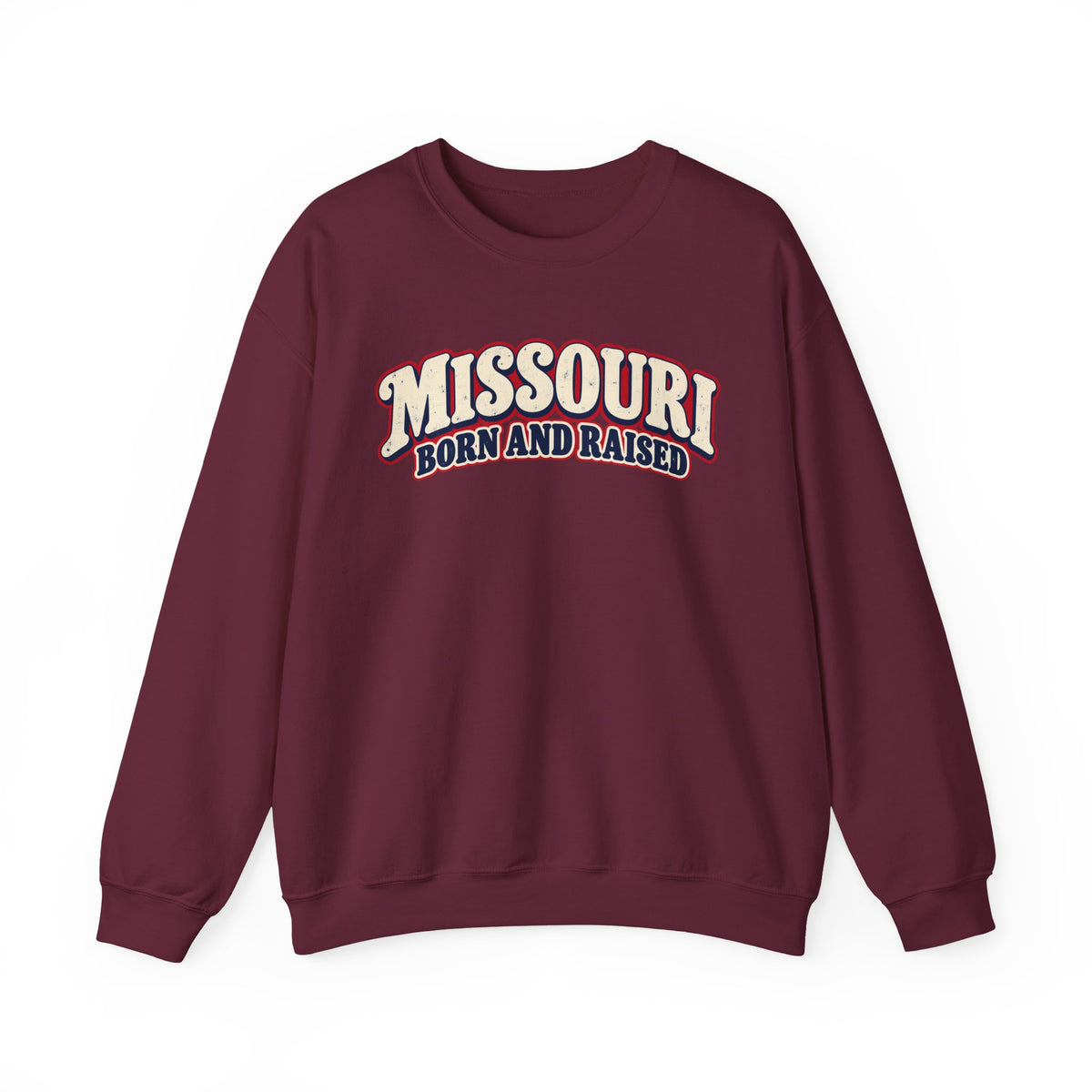 Missouri Born and Raised Retro 1970s Unisex Sweatshirt Graphic