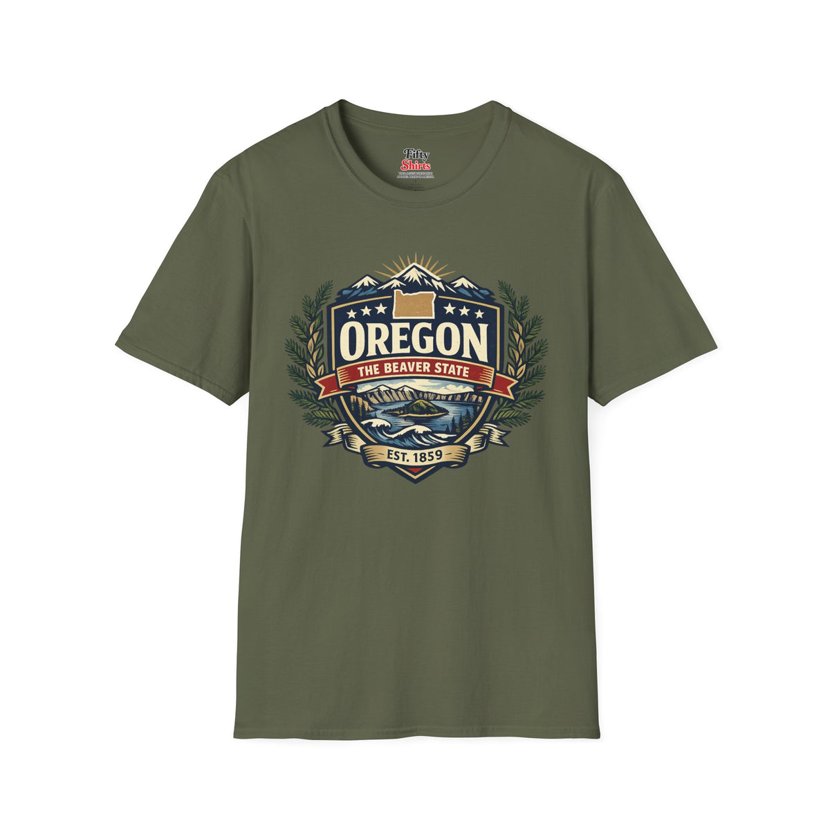 Oregon Heritage Badge Unisex Softstyle T Shirt State Pride Graphic Tee Collections FS03