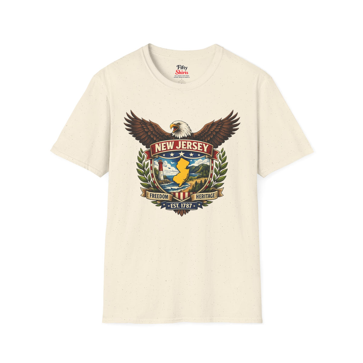 New Jersey Americana Eagle Unisex Softstyle T Shirt State Pride Graphic Tee Collections FS03